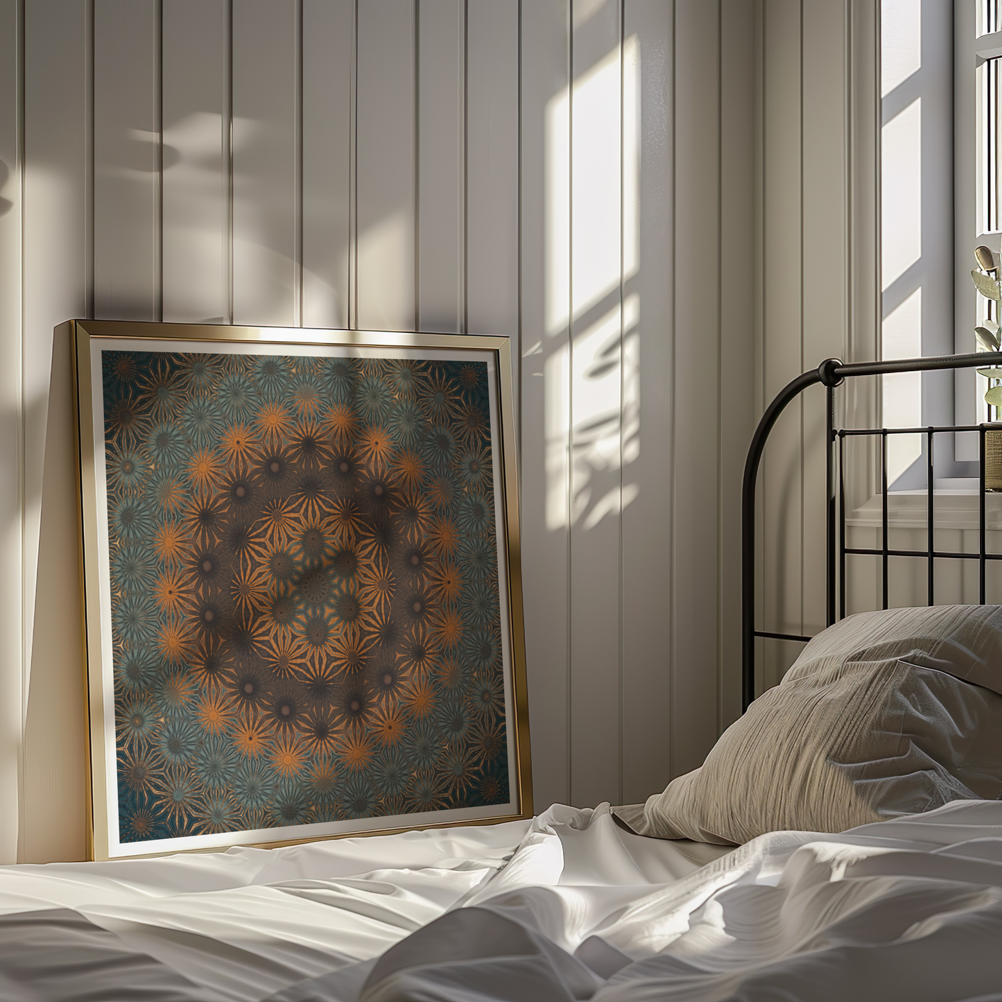 Premium Mandala Bloom Poster – Warm Tones Nature-Inspired Wall Art II - Digital Print
