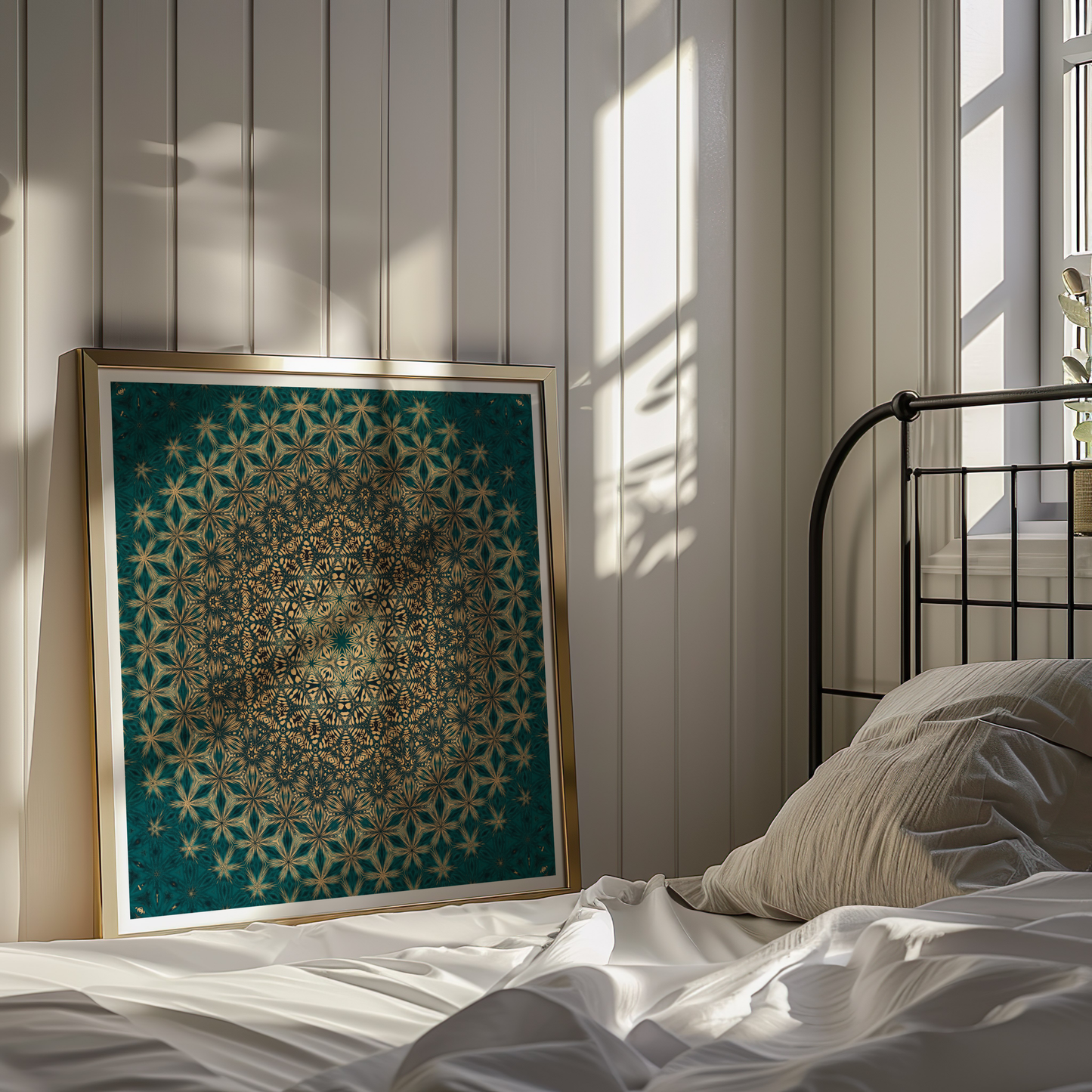 Teal Moroccan Geometric Wall Art – Intricate and Luxurious Home Decor - Arabesque Wall Art