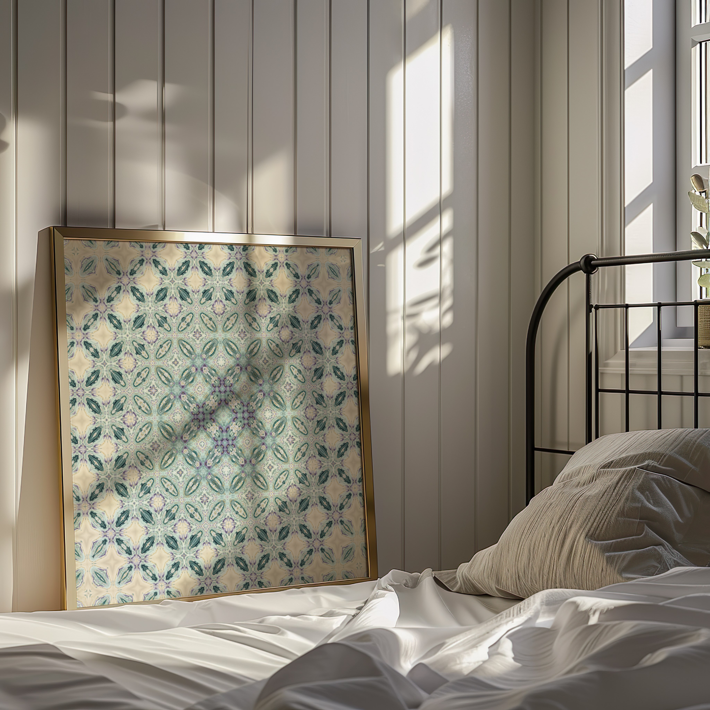Premium Geometric Arabesque Poster – Purple and Teal Wall Art II - Geometric Art