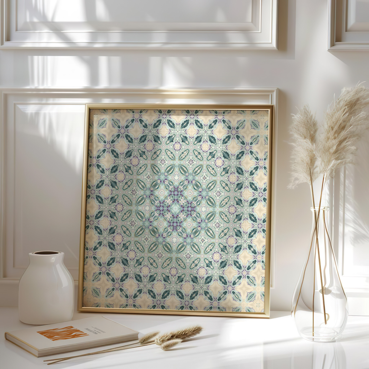 Premium Geometric Arabesque Poster – Purple and Teal Wall Art II - Geometric Art