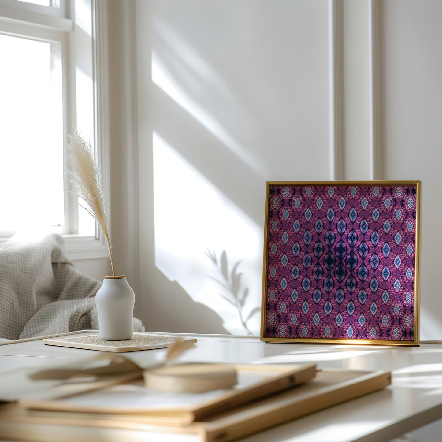 Purple and Teal Diamond Abstract Art – Modern Wall Decor - Wall Art - Digital Print