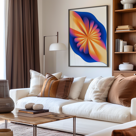 blue orange burst poster