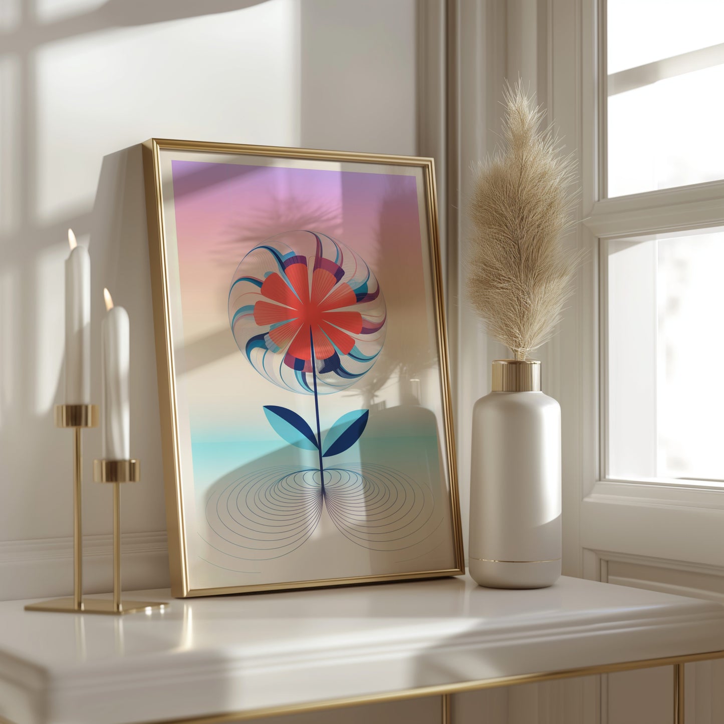 geometric flower wall art