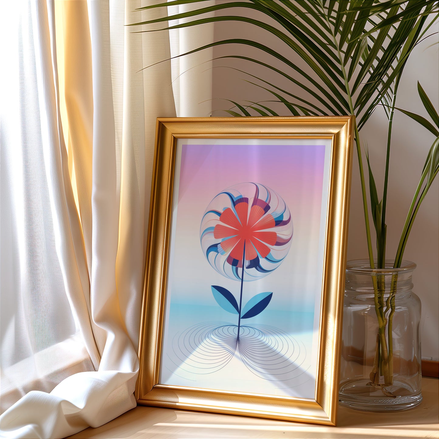 pastel geometric_flower_graphic_design_poster