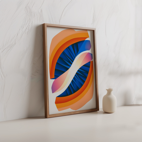 orange blue abstract print poster