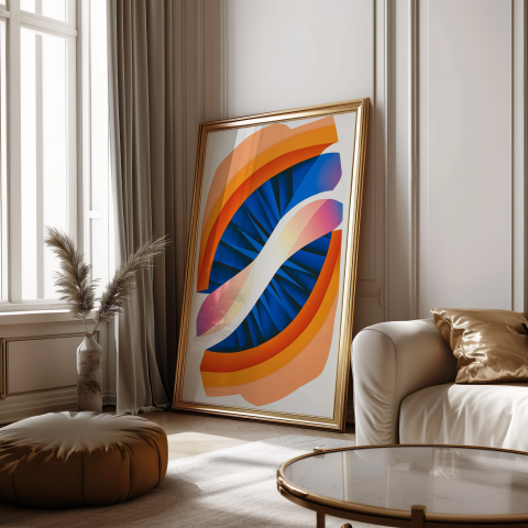 orange blue clean vibrant art for office