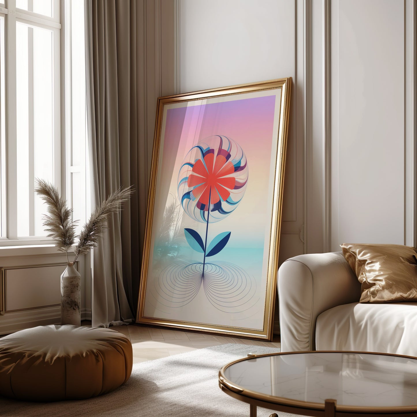 Petal Frequency – Geometric Flower Poster for Modern Interiors