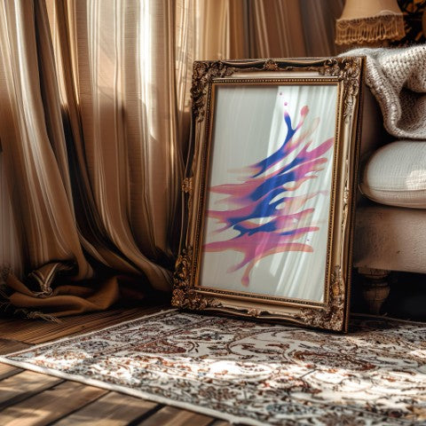 pink and blue splash wall art
