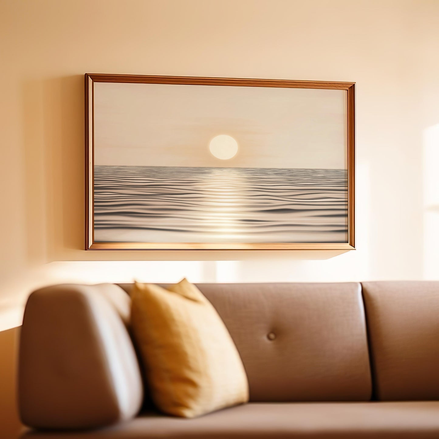 Golden Hour Ocean Horizon Poster II - Serene Sunset Wall Art