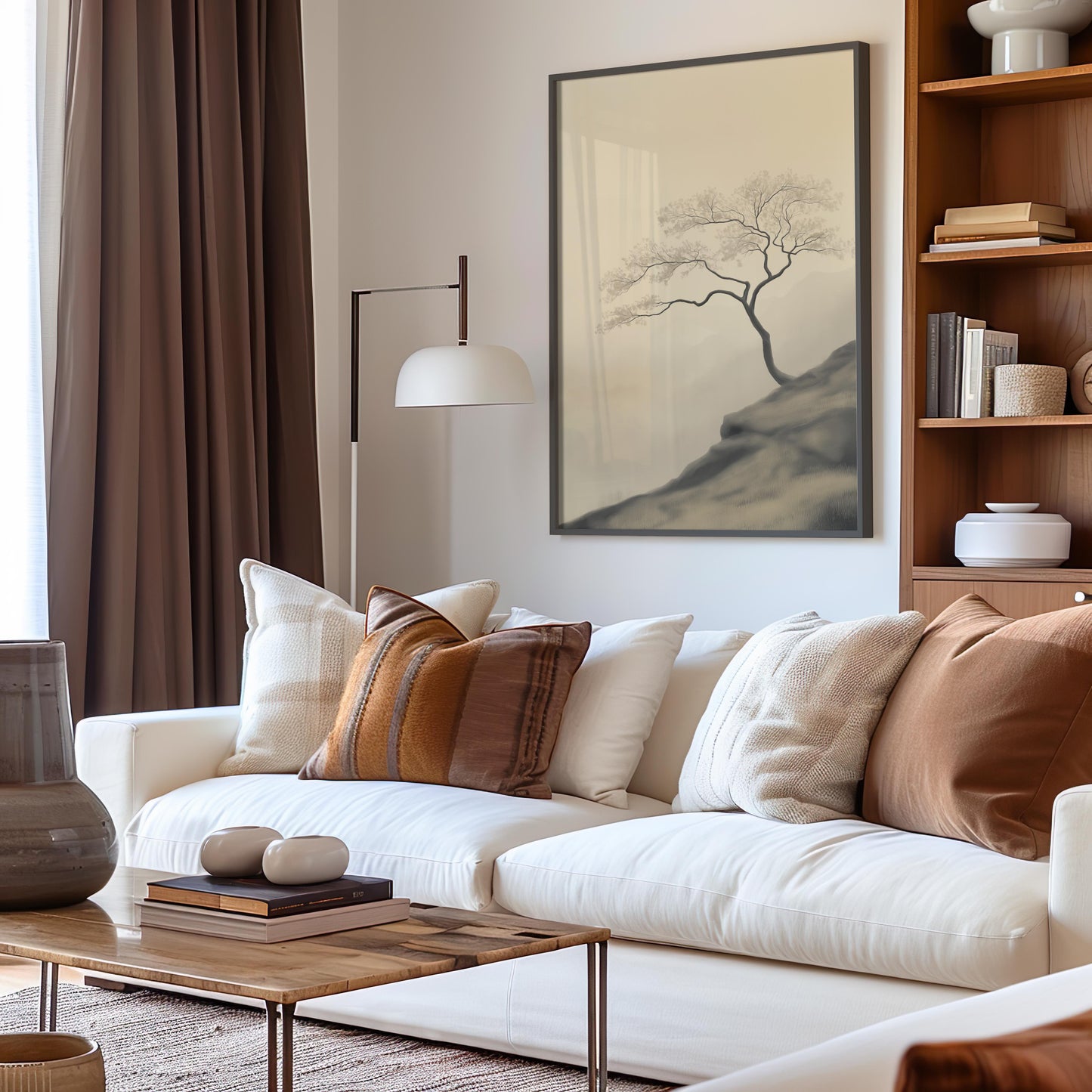 Solitary Cliffside Tree Art Poster - Landscape Wall Art