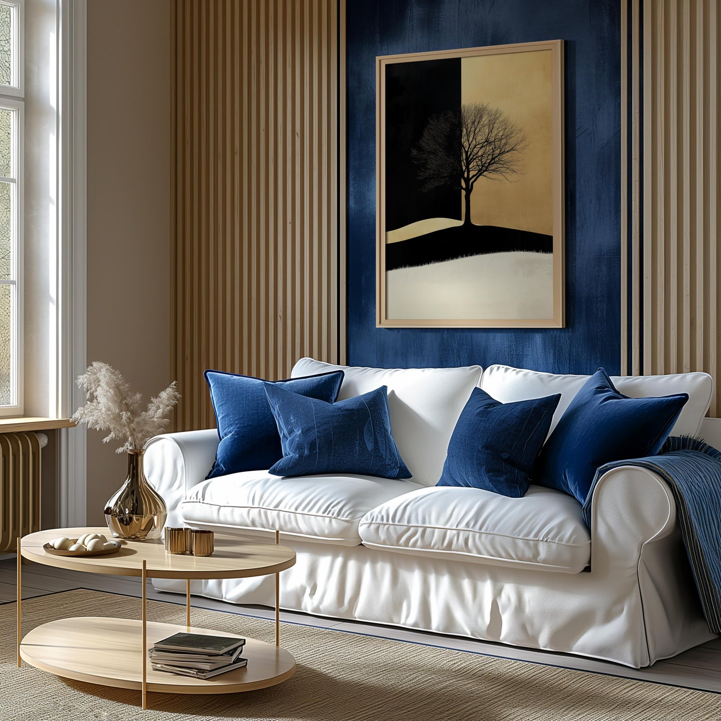 Golden and Black Minimalist Tree Art Poster