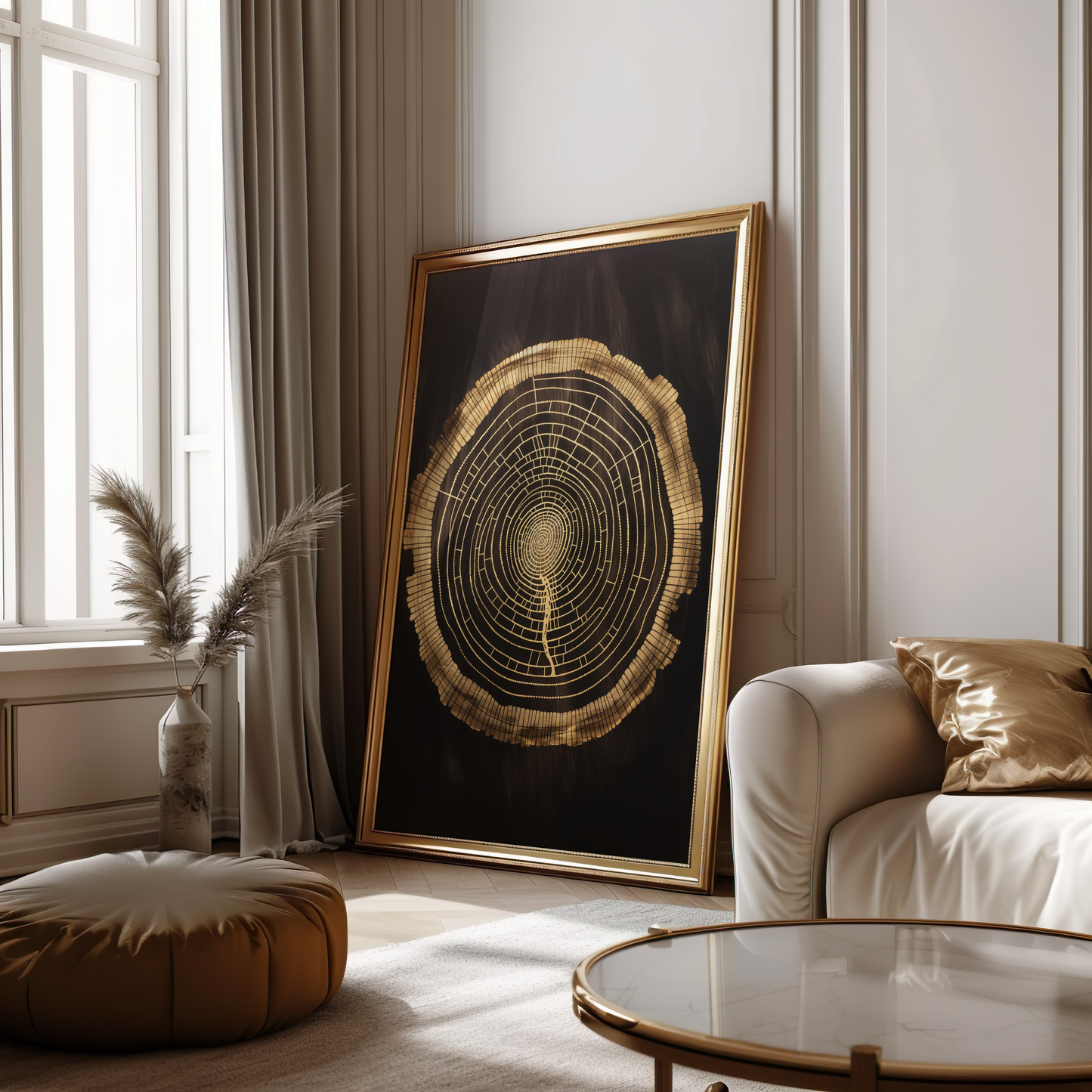 Golden Tree Rings Poster – Nature-Inspired Minimalist Wall Art