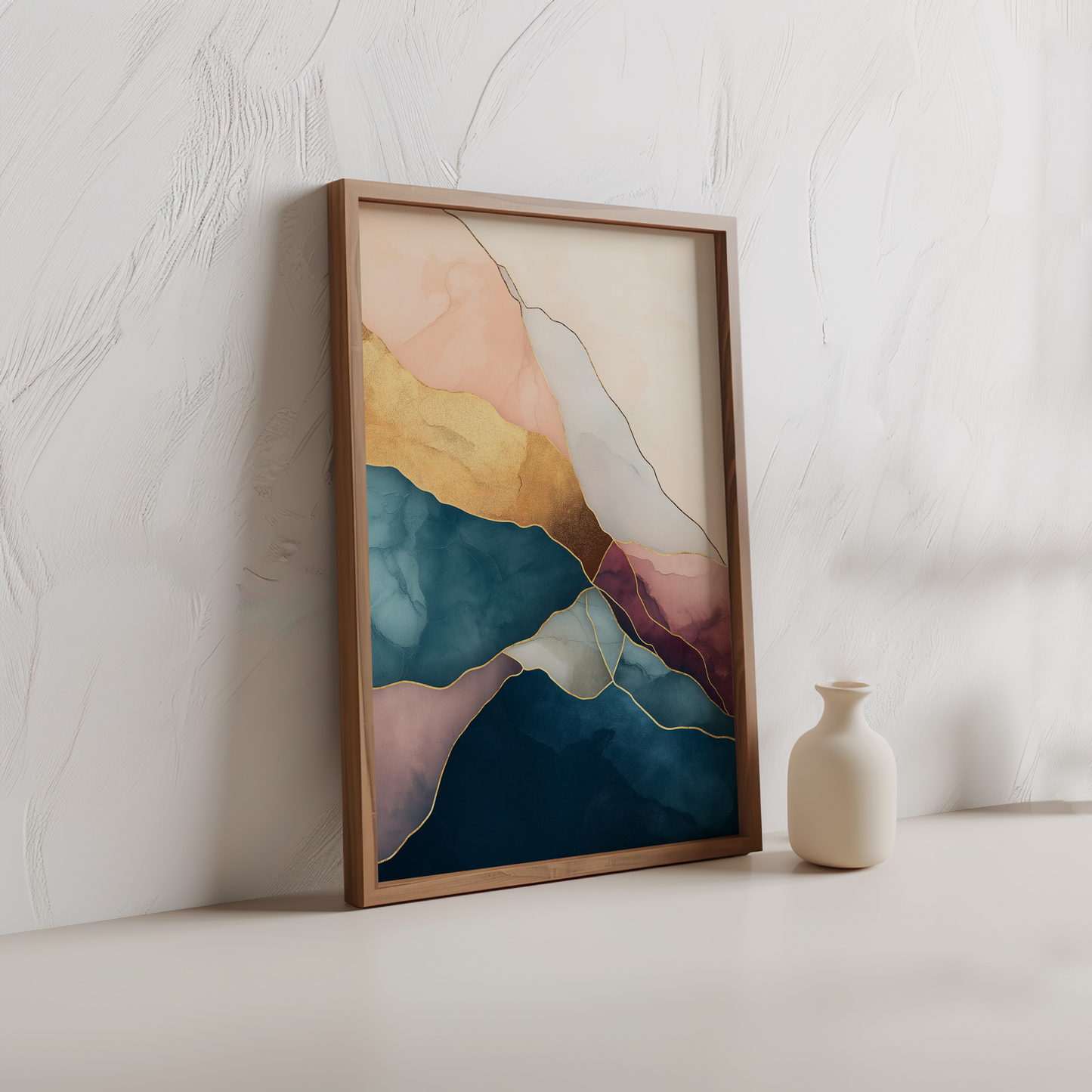 Vibrant Abstract Wave Poster – Gold and Multicolor Art