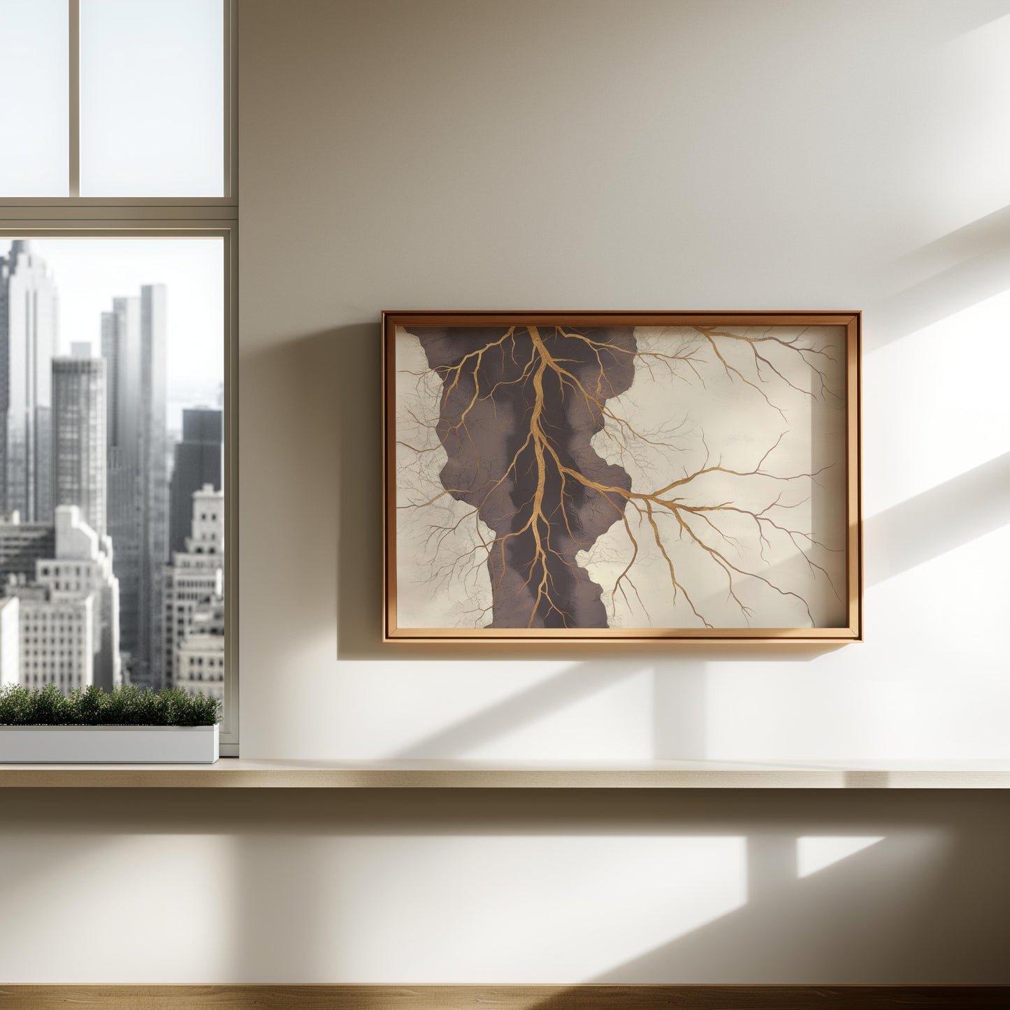 Golden Cracks Abstract Poster II - Earthy Elegance in Minimalism Wall Art