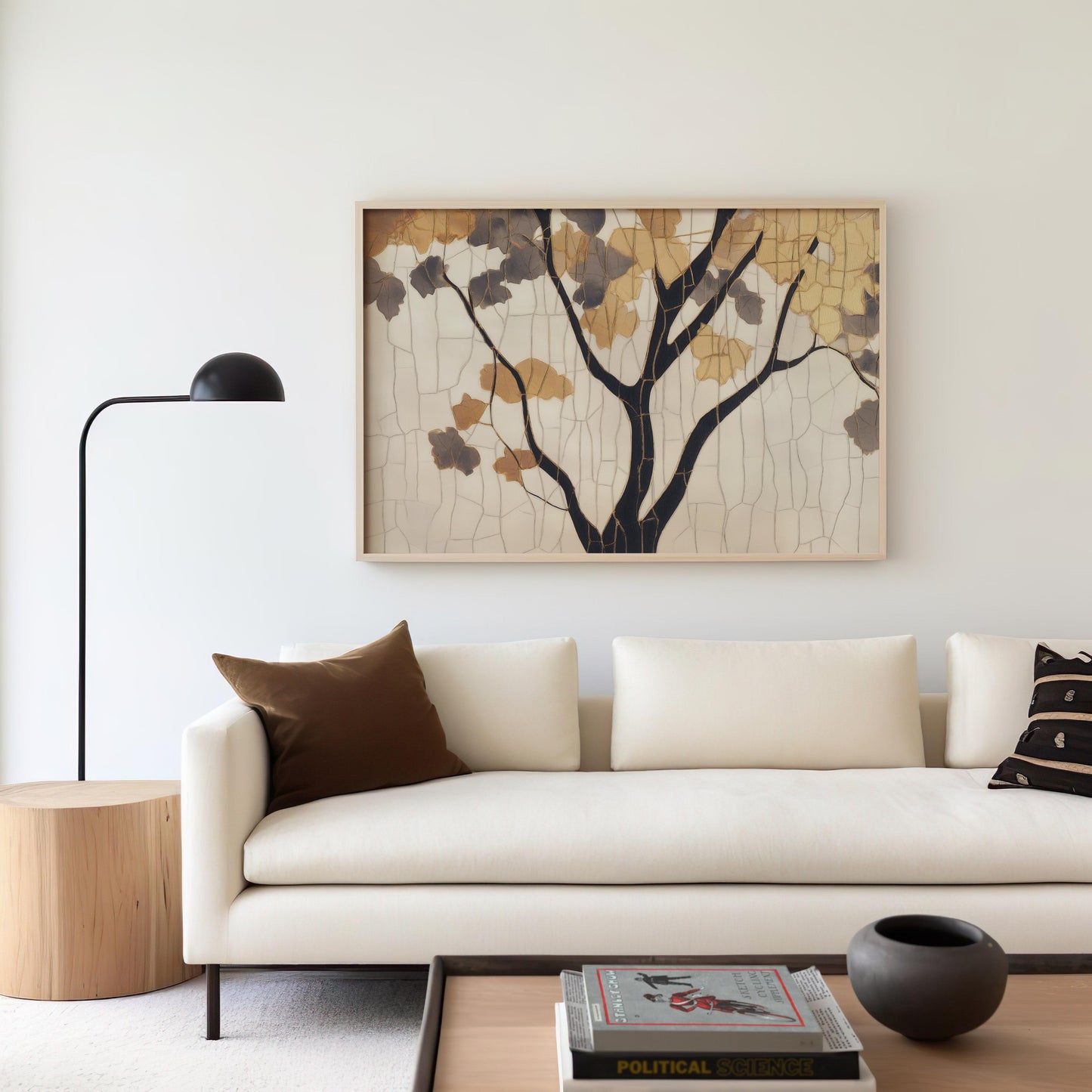 Golden Mosaic Tree Poster - Timeless Elegance Wall Art - Digital Print