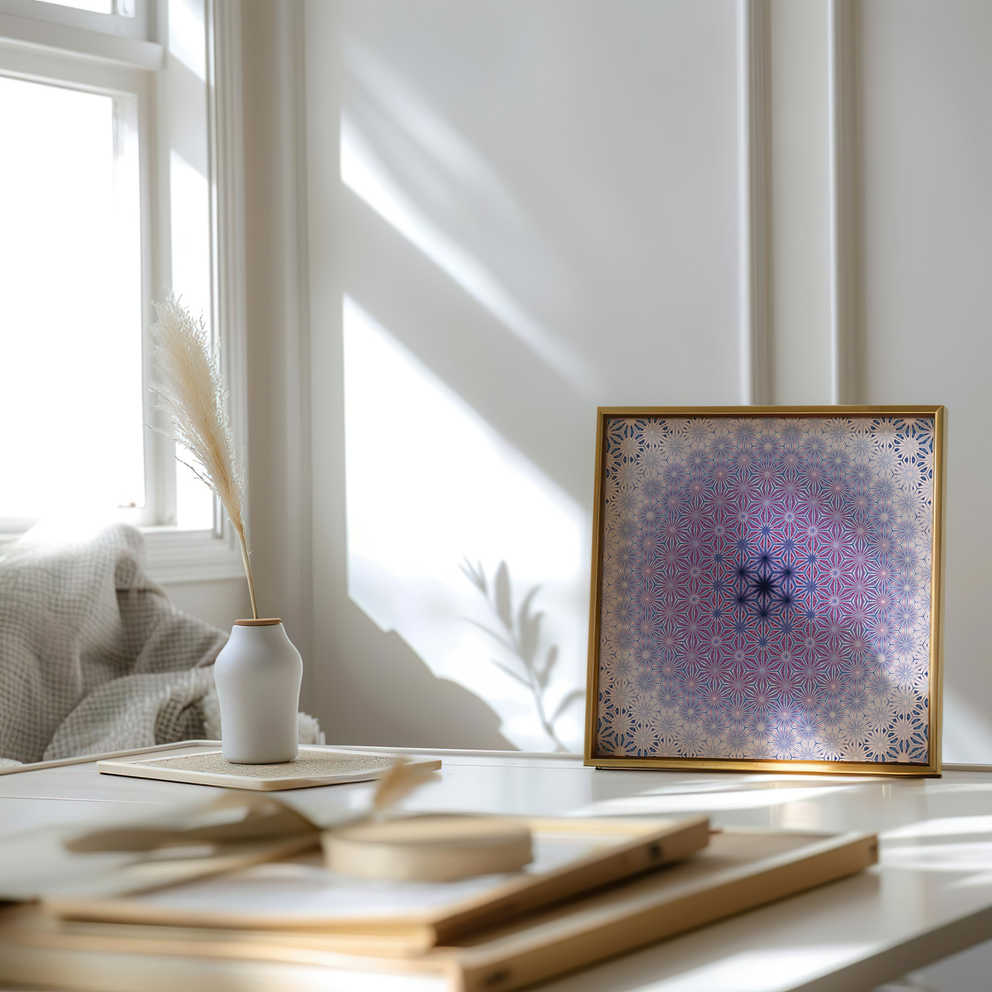 Premium Mandala Geometry Poster – Vibrant Purple and Blue Wall Art - Digital Print