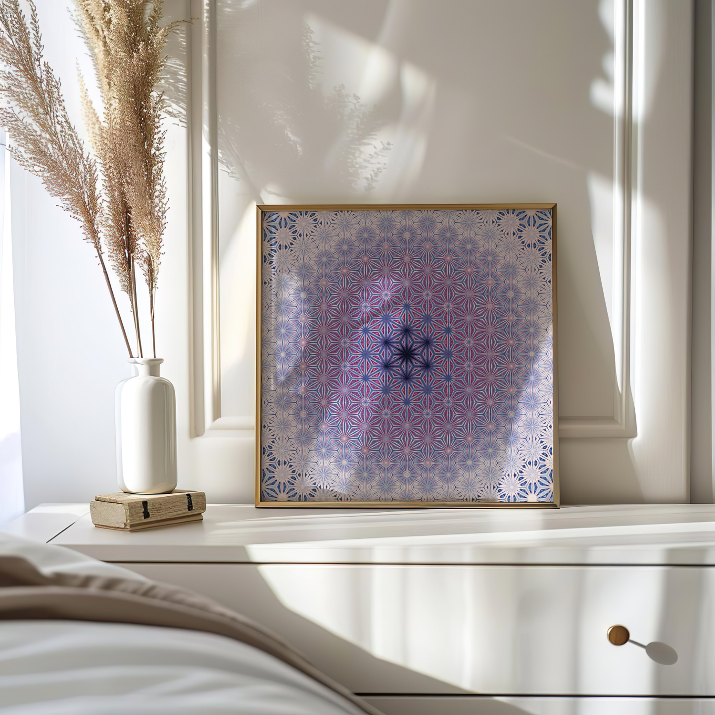 Premium Mandala Geometry Poster – Vibrant Purple and Blue Wall Art - Digital Print