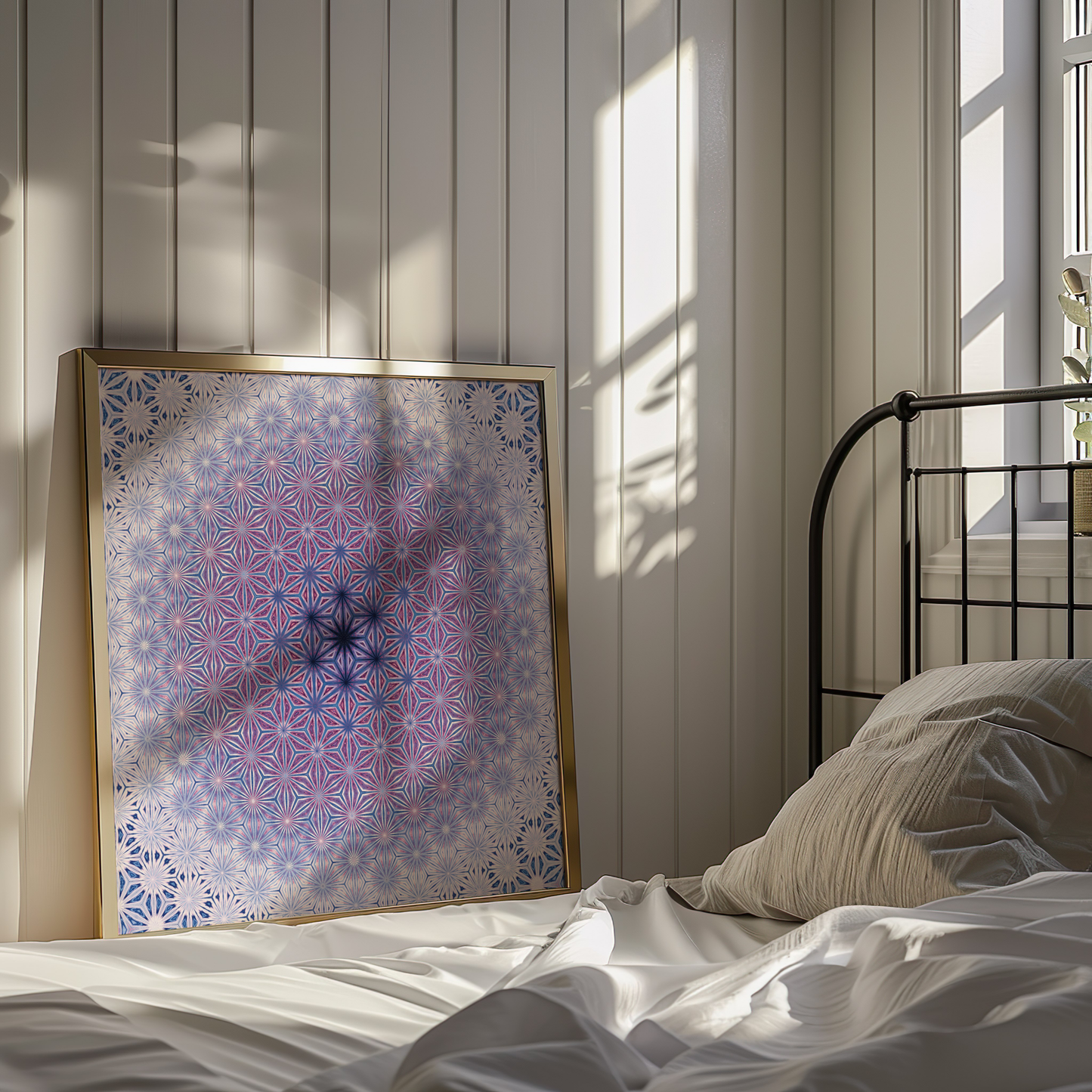 Premium Mandala Geometry Poster – Vibrant Purple and Blue Wall Art - Digital Print