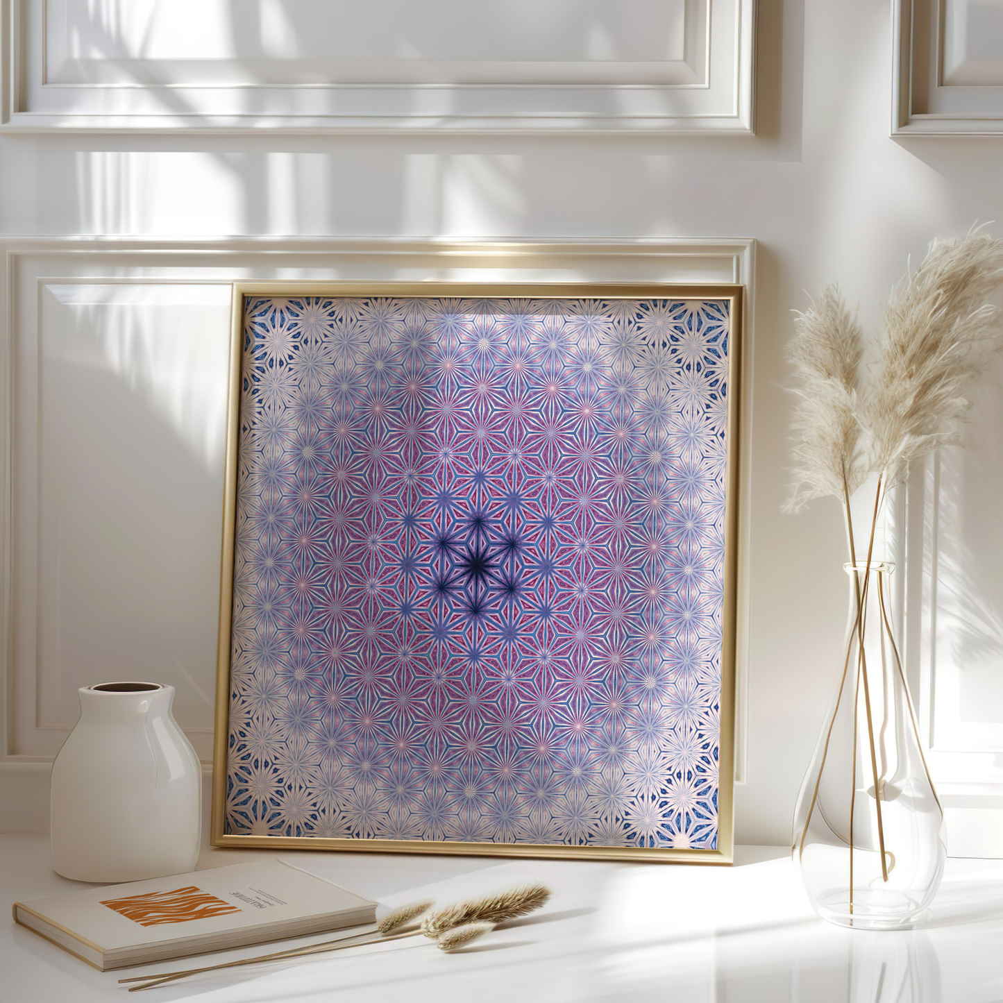 Premium Mandala Geometry Poster – Vibrant Purple and Blue Wall Art - Digital Print