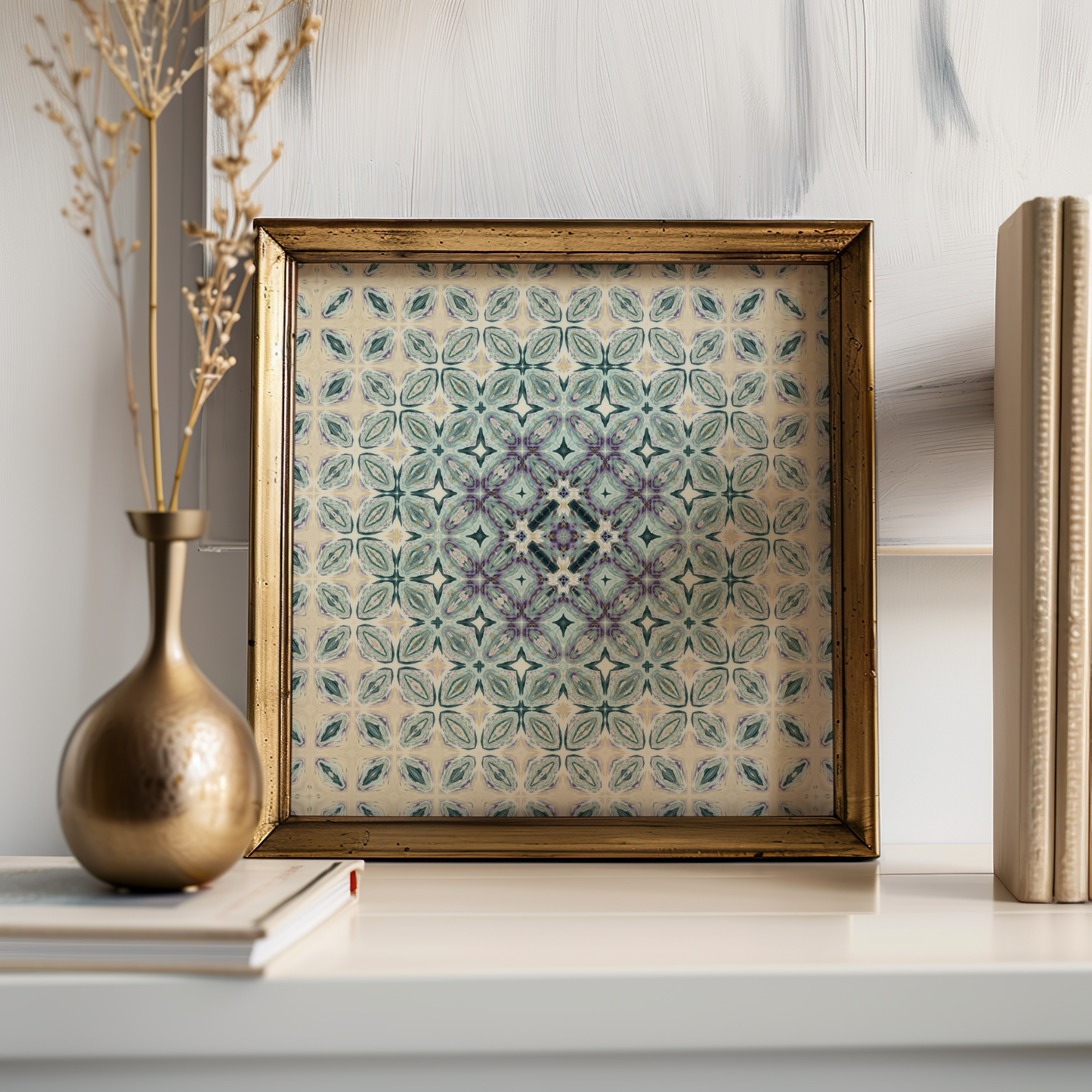 Premium Geometric Arabesque Poster – Purple and Teal Wall Art - Geometric Art