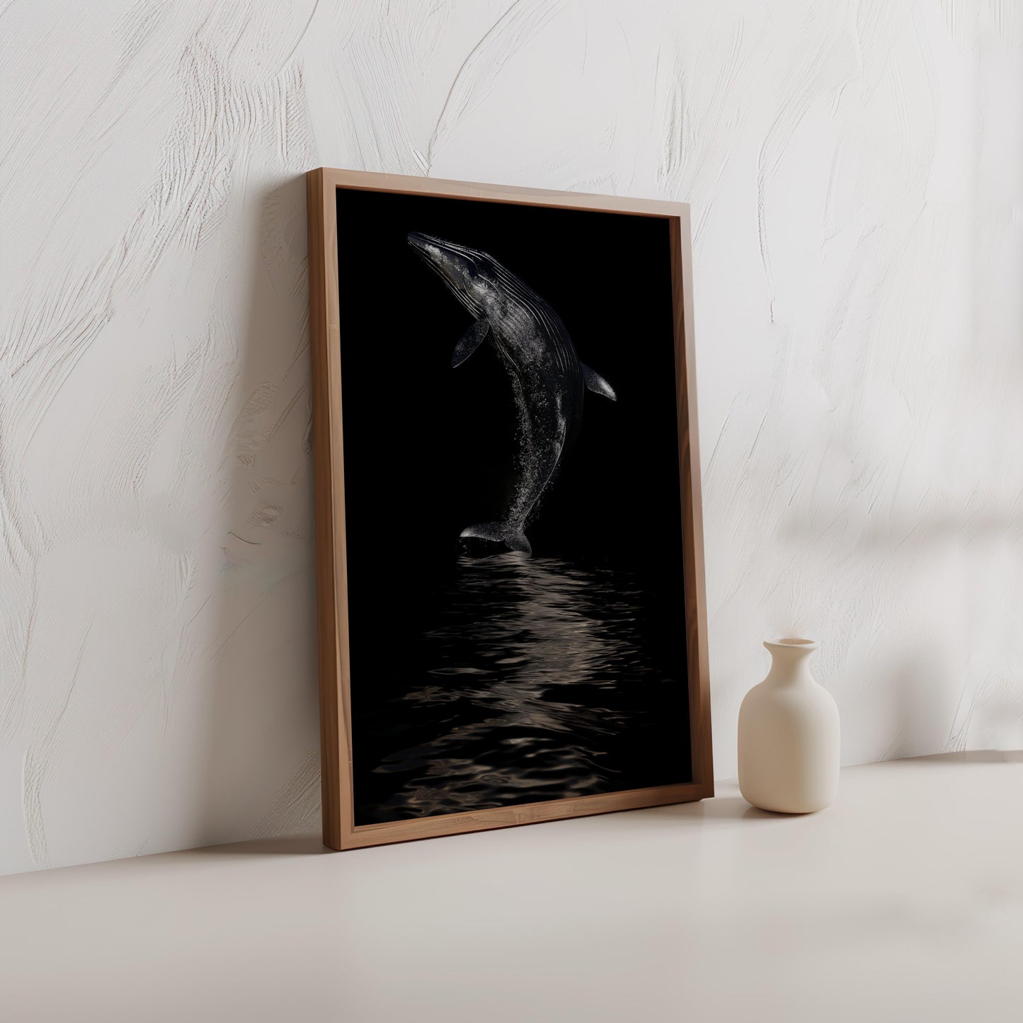 Majestic Whale Poster – Ocean Art in Elegant Black and Silver