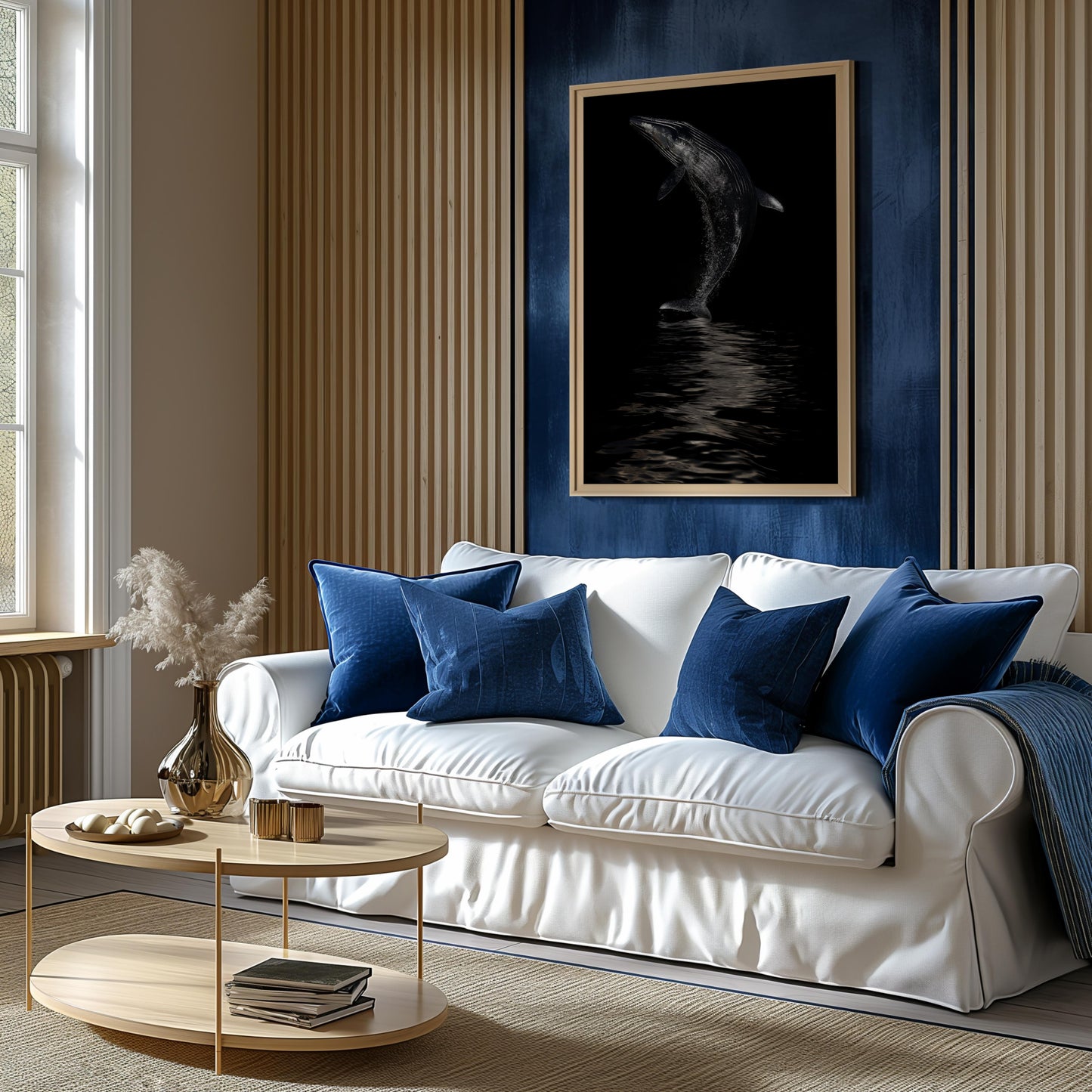 Majestic Whale Poster – Ocean Art in Elegant Black and Silver