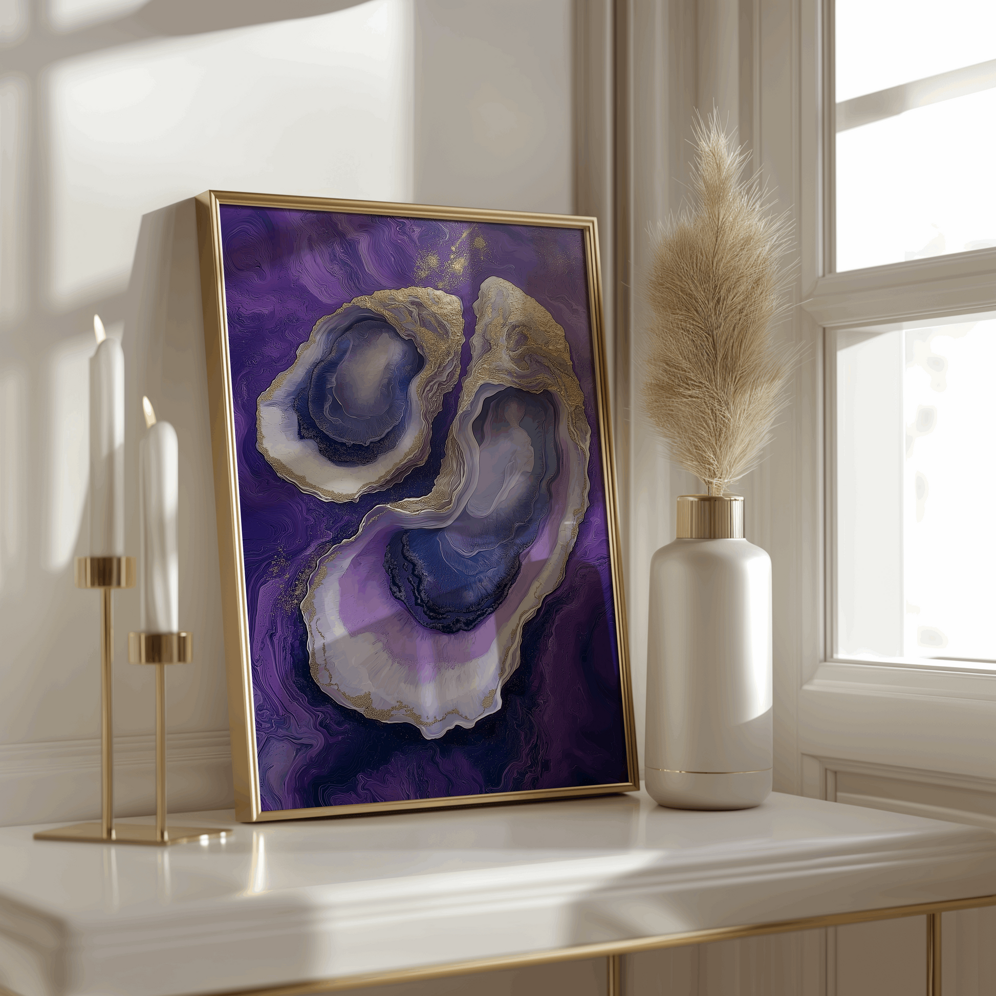 Abstract Purple Geode-Style Oyster Poster - Wall Art - Digital Print