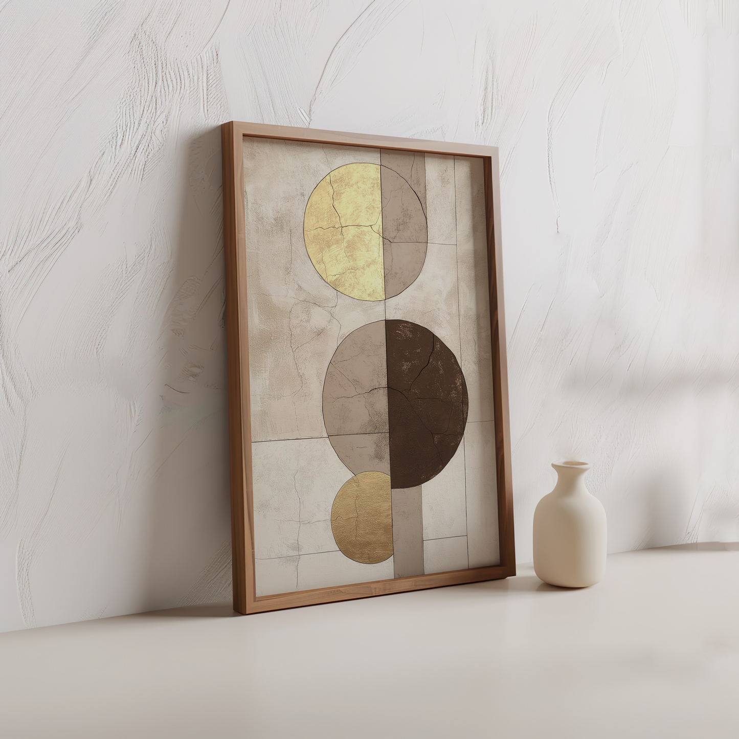 Premium Abstract Circle Poster – Gold and Earthy Tones Wall Art - Digital Print