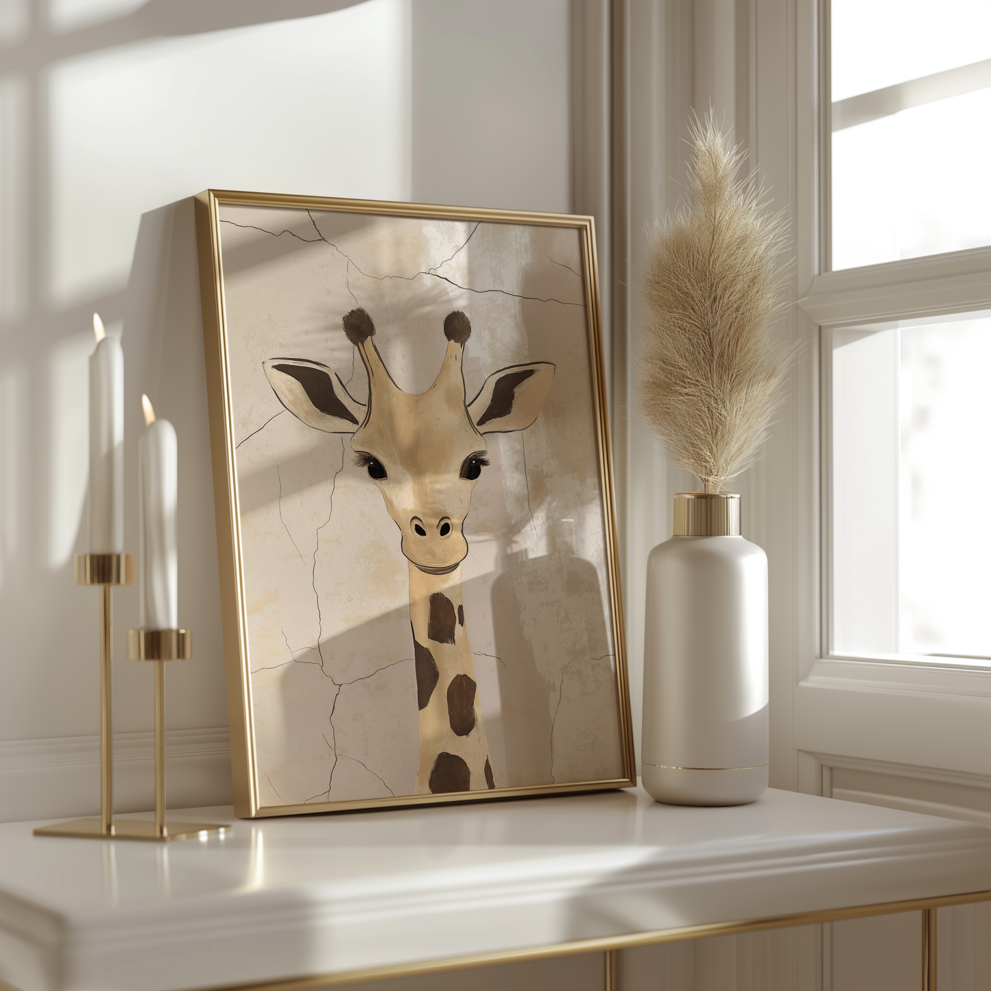Giraffe Minimalist Poster – Gentle Wildlife Wall Art