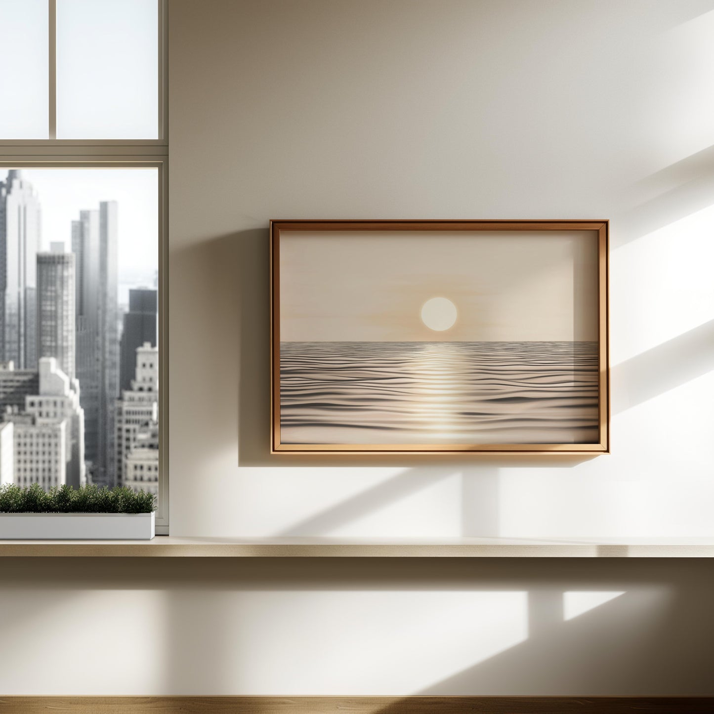 Golden Hour Ocean Horizon Poster II - Serene Sunset Wall Art
