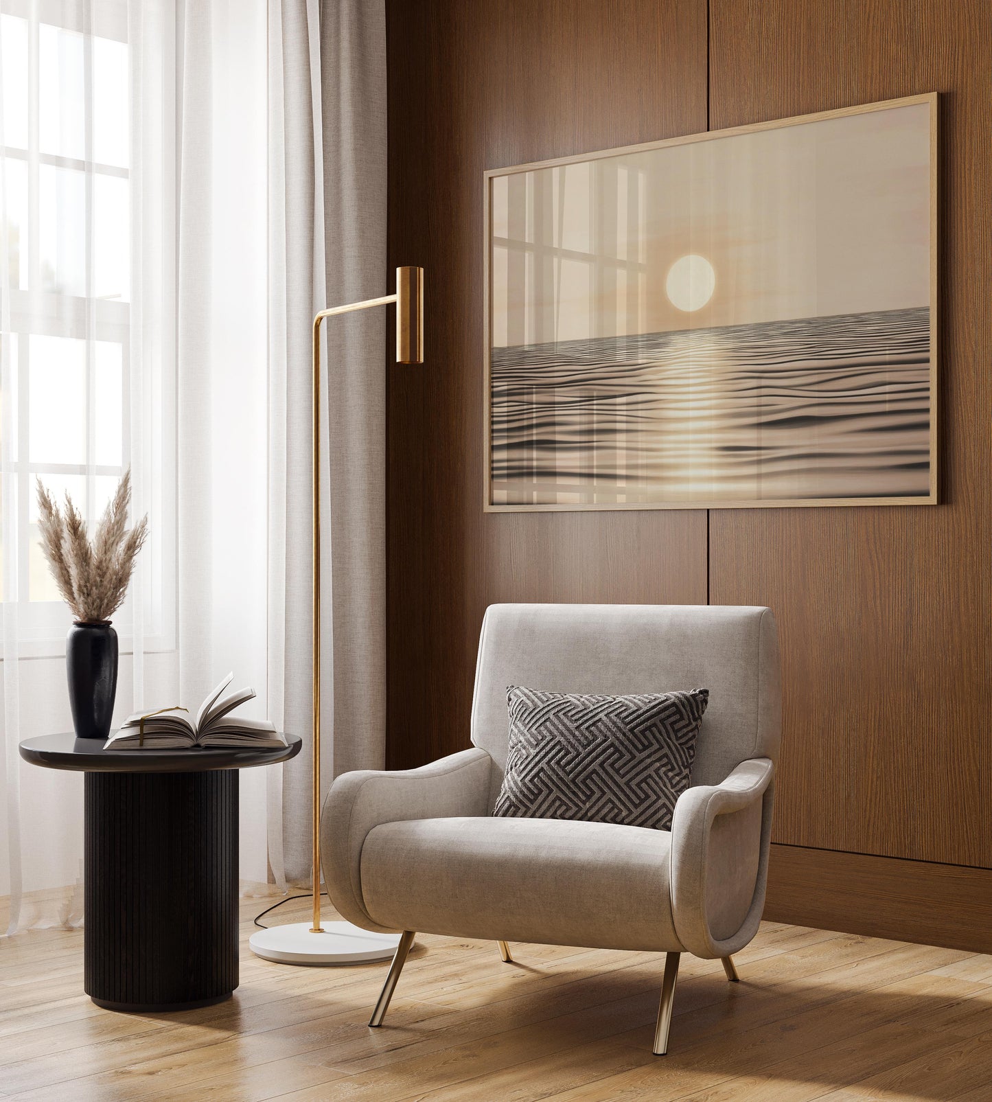 Golden Hour Ocean Horizon Poster II - Serene Sunset Wall Art