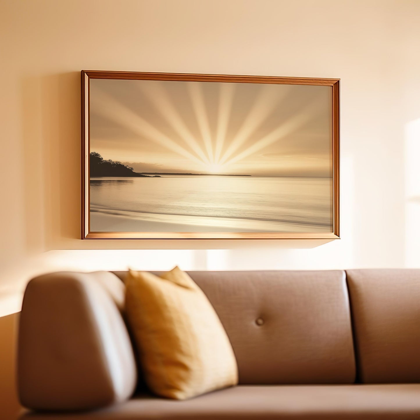 Golden Hour Ocean Art - Serene Sunset Wall Art - Horizontal Poster