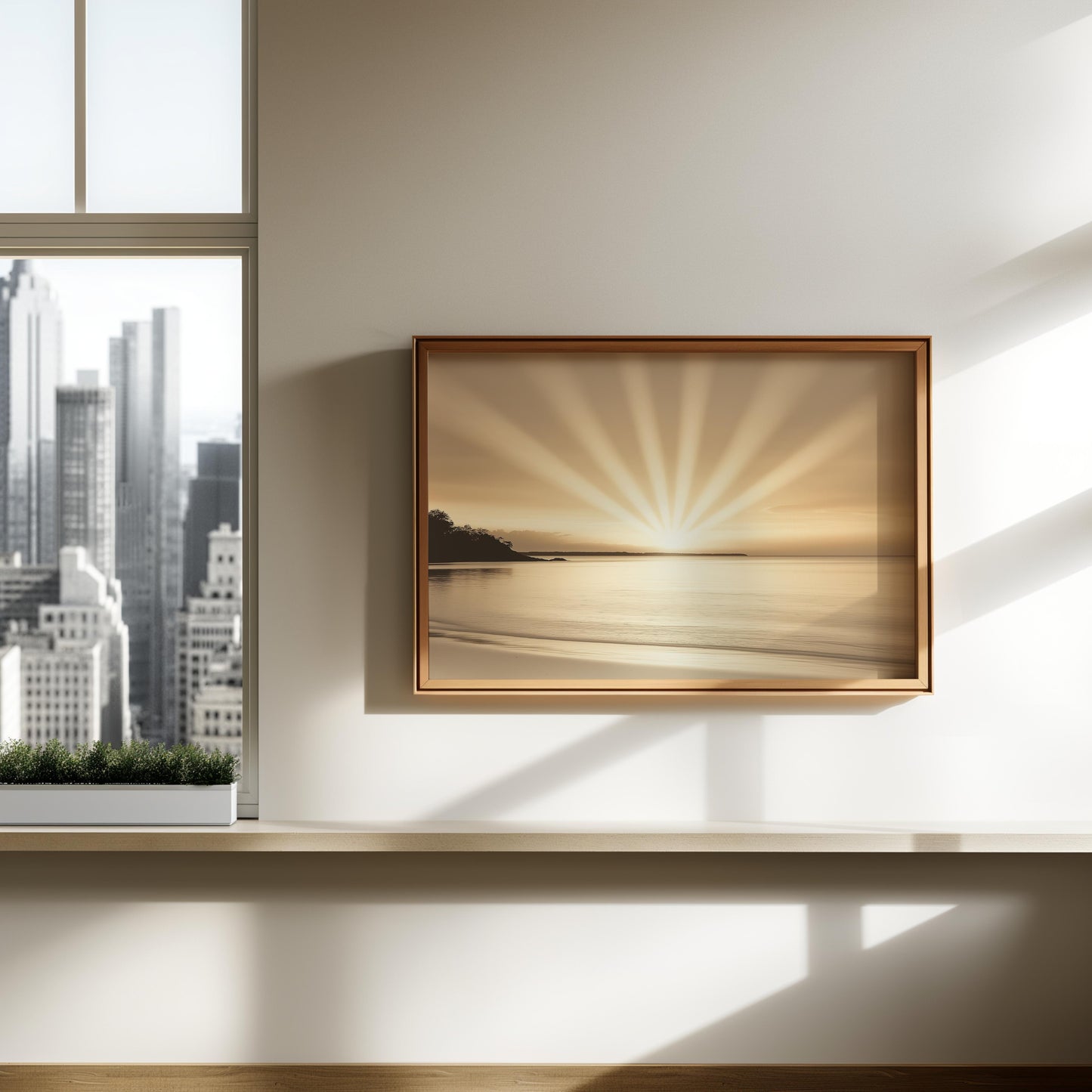Golden Hour Ocean Art - Serene Sunset Wall Art - Horizontal Poster