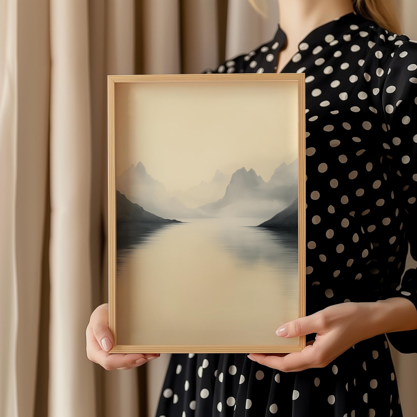 Distant Mountains with Golden Reflections Poster - Landscape Wall Art