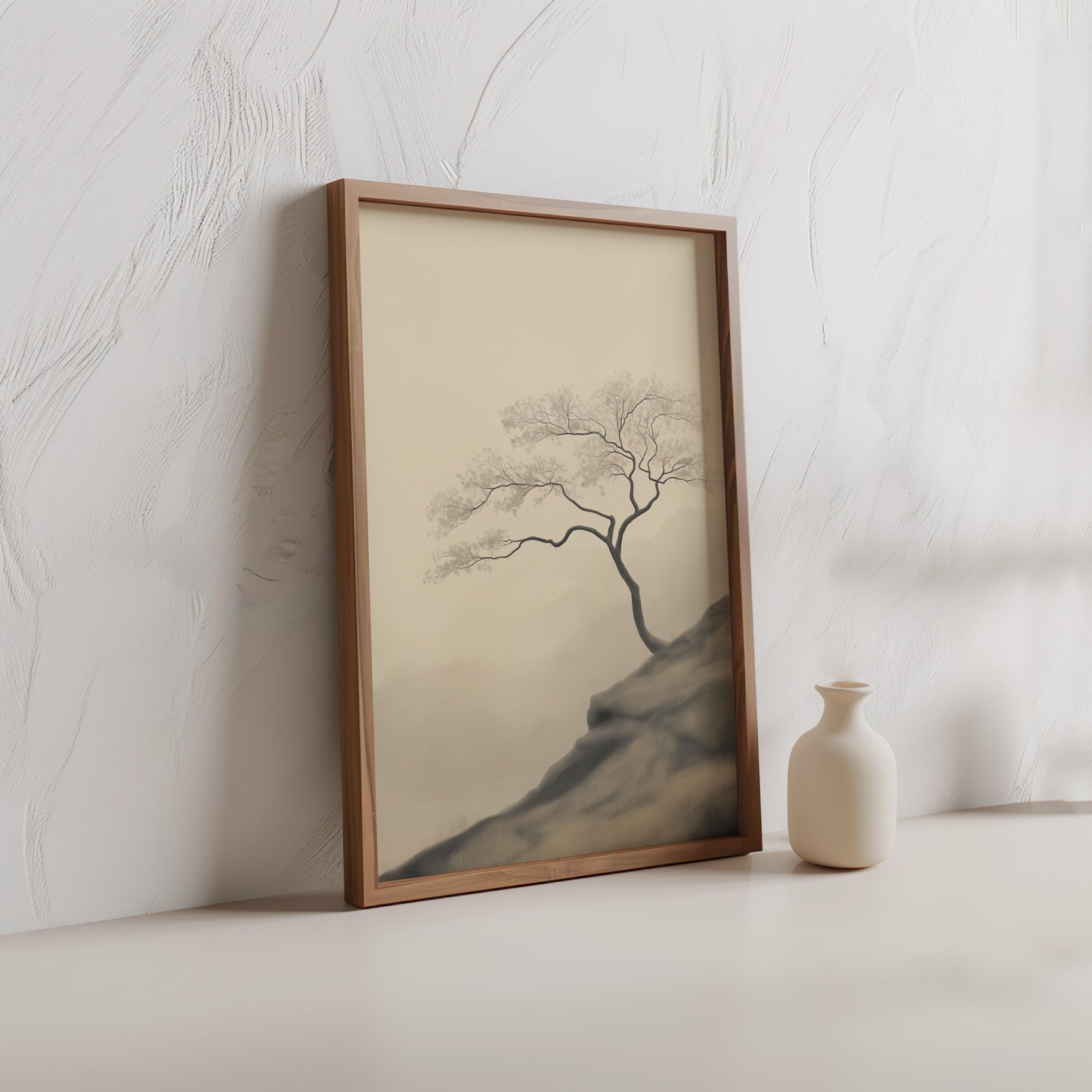 Solitary Cliffside Tree Art Poster - Landscape Wall Art