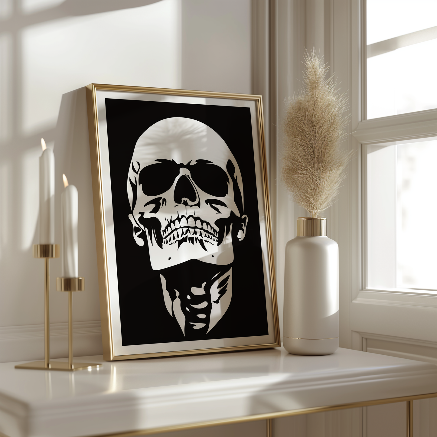Premium Monochrome Skull Poster – Bold Modern Wall Art