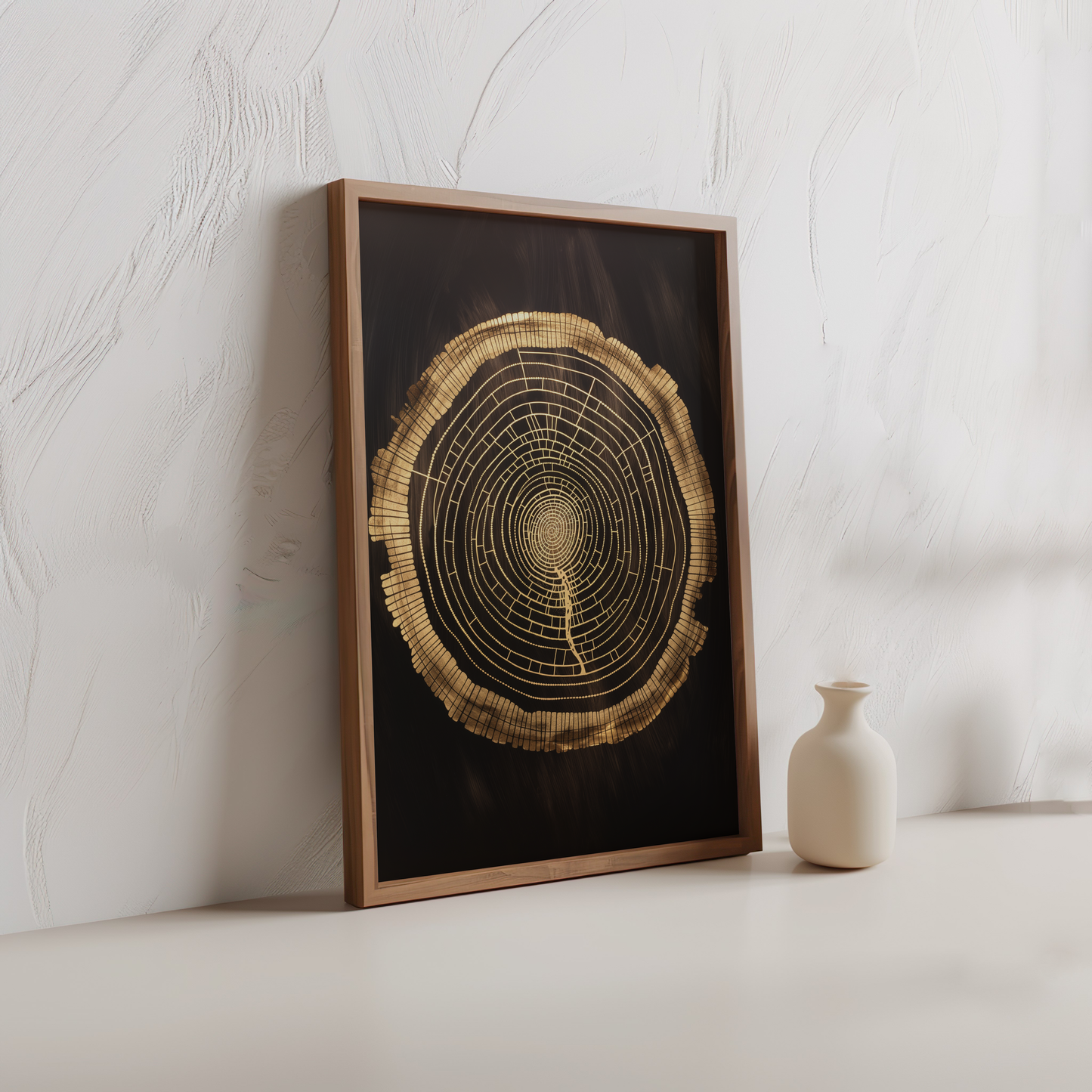 Golden Tree Rings Poster – Nature-Inspired Minimalist Wall Art