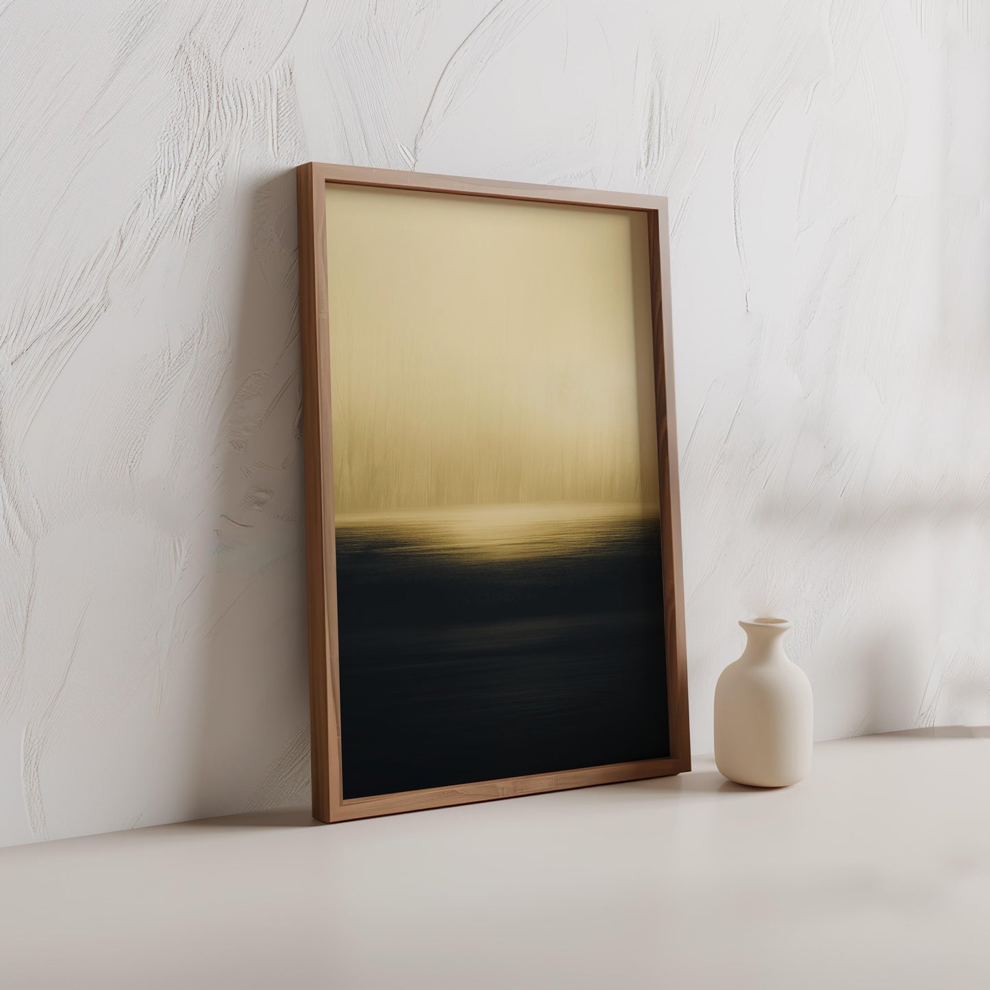 Golden Horizon Abstract Poster – Minimalist Art in Gold and Black Tones