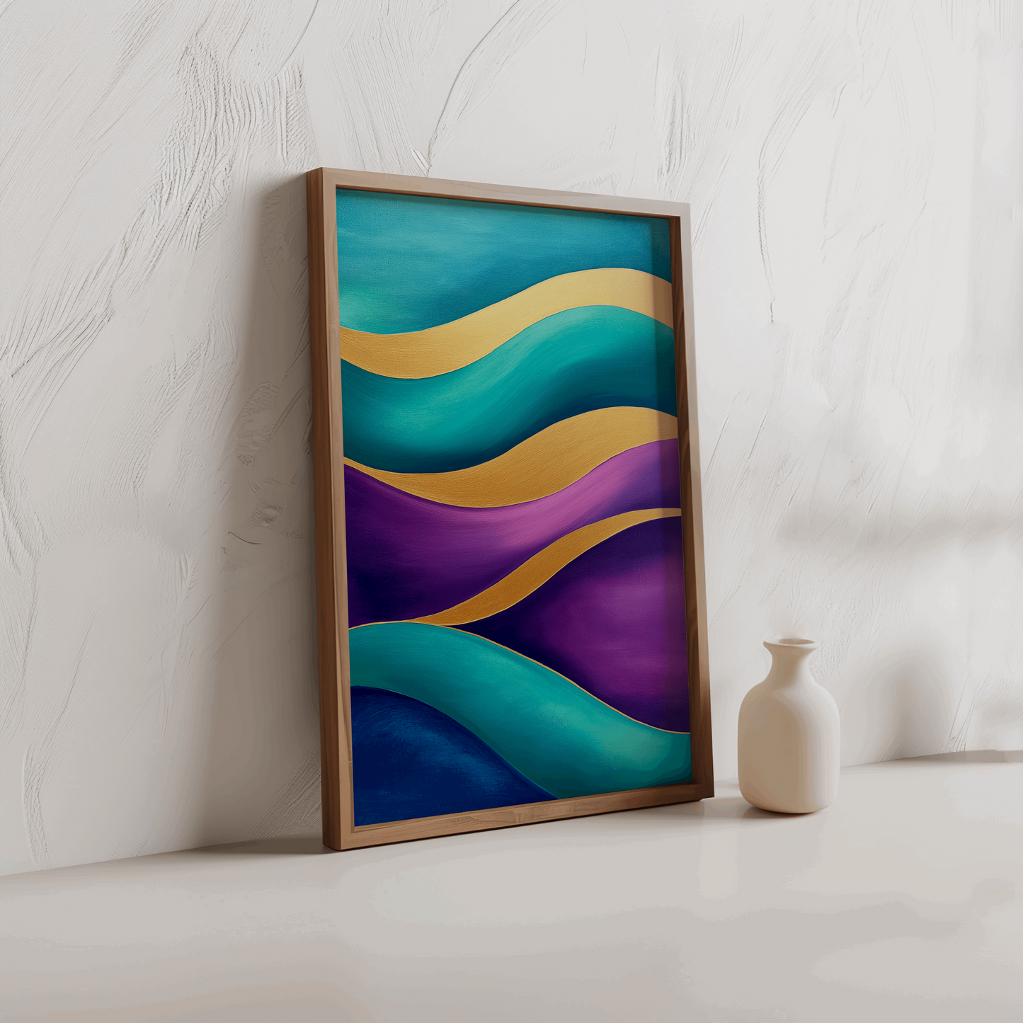 Abstract Wave Art - Teal, Magenta gold Wall Art - Digital Print