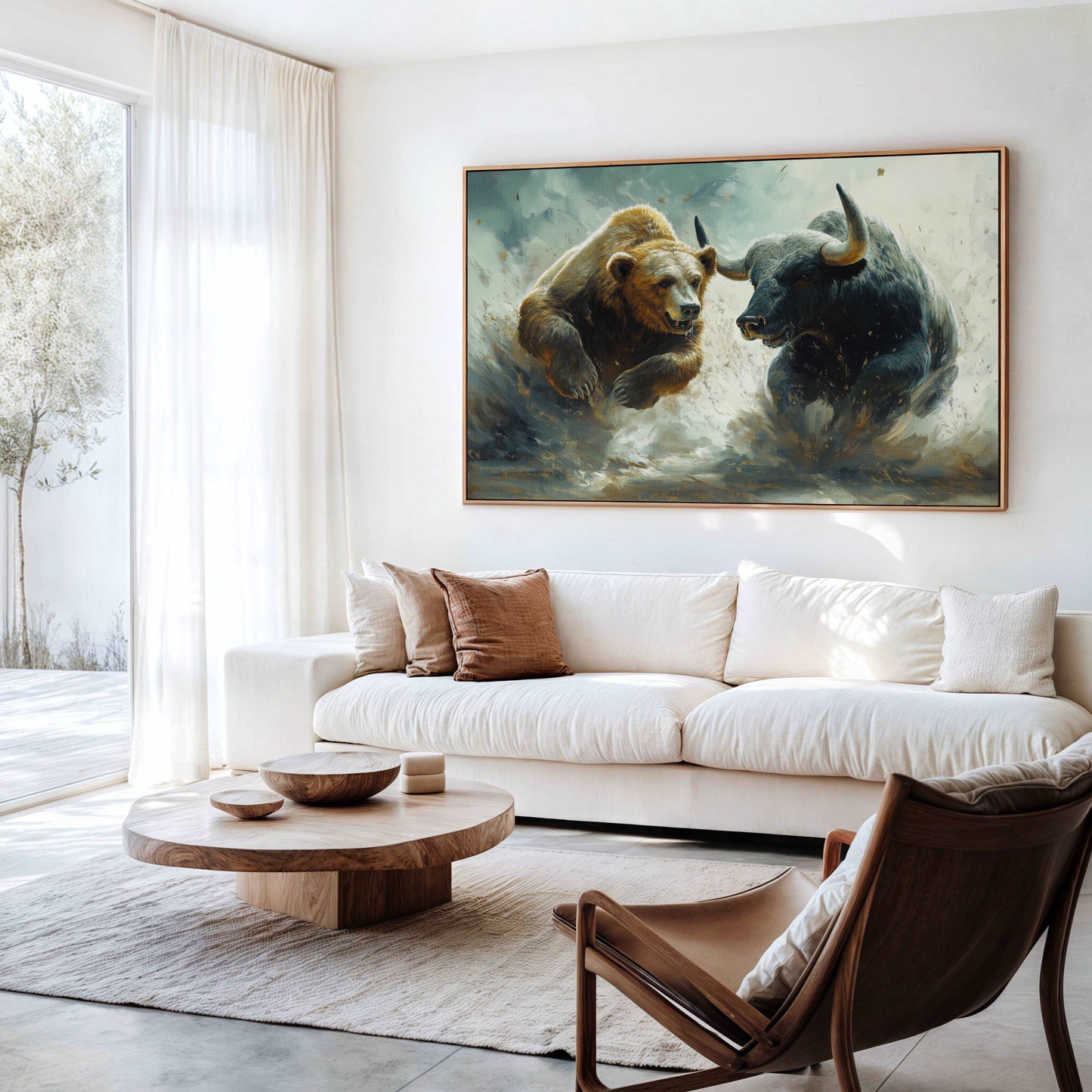 Bear and Bull Digital Art in Motion - Stock Poster - Wall Art for Office