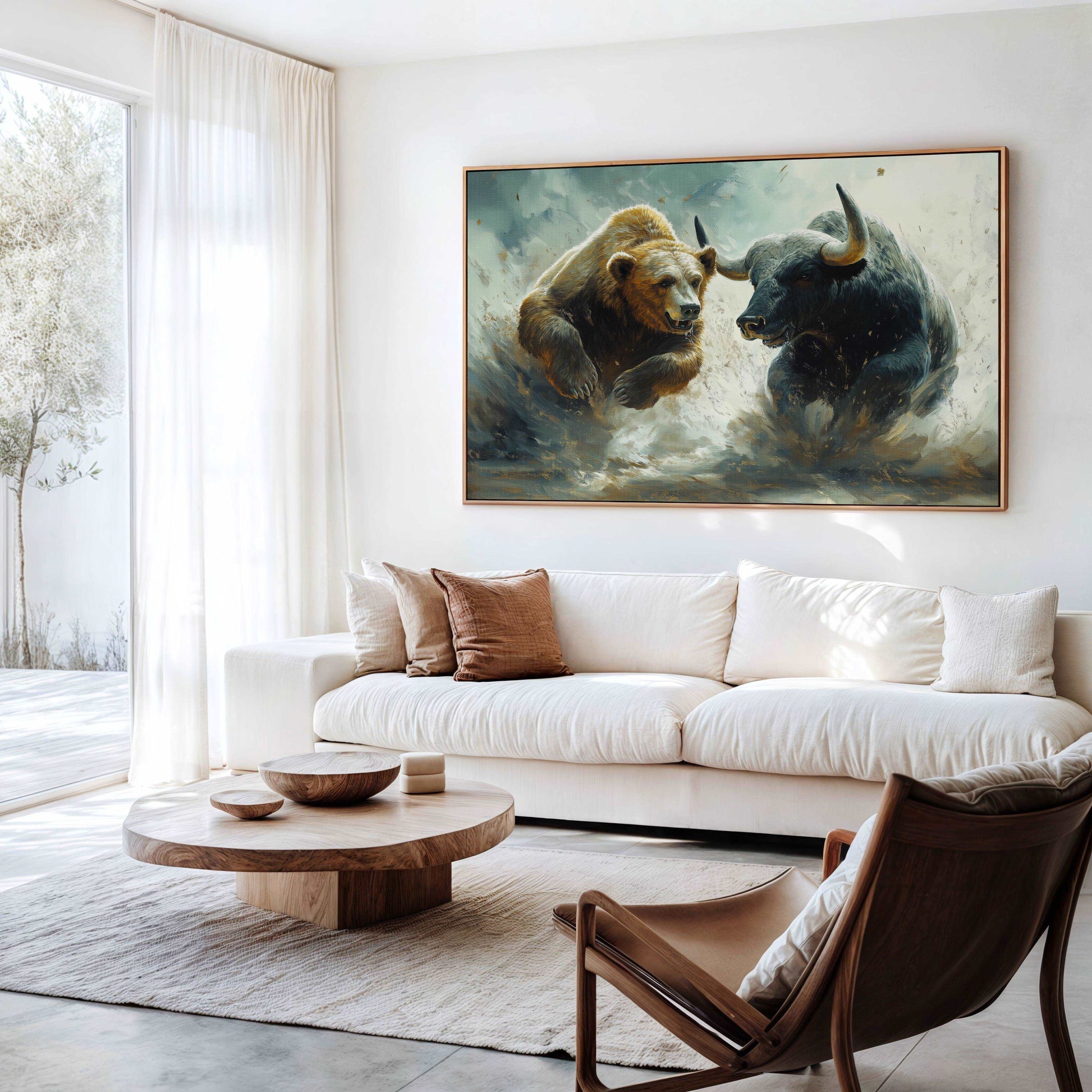 Bear and Bull Digital Art in Motion - Stock Poster - Wall Art for Office