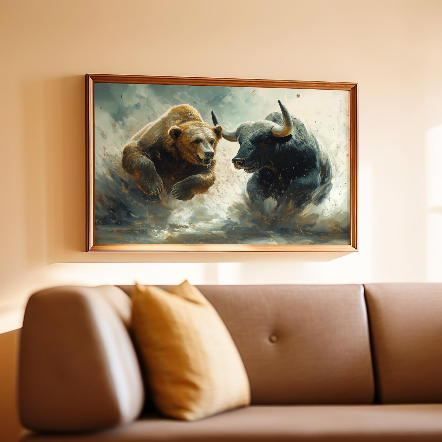 Bear and Bull Digital Art in Motion - Stock Poster - Wall Art for Office