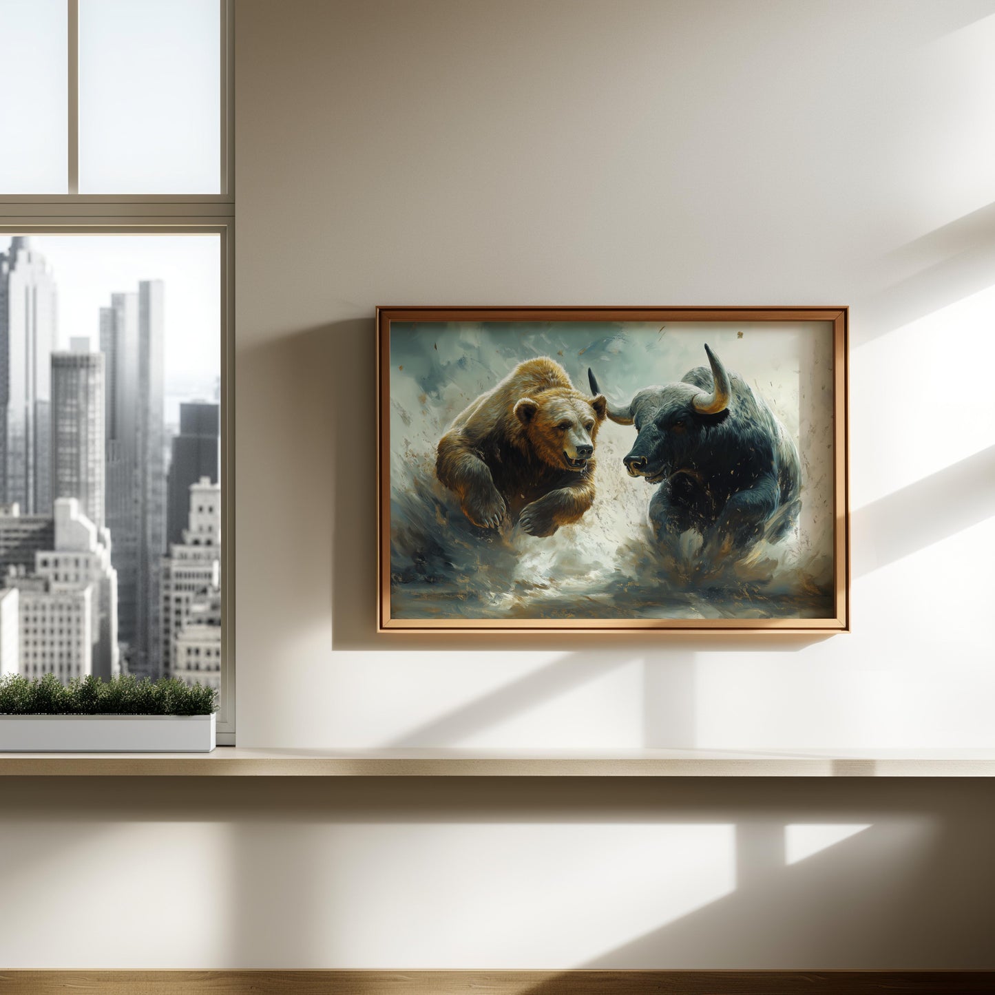 Bear and Bull Digital Art in Motion - Stock Poster - Wall Art for Office