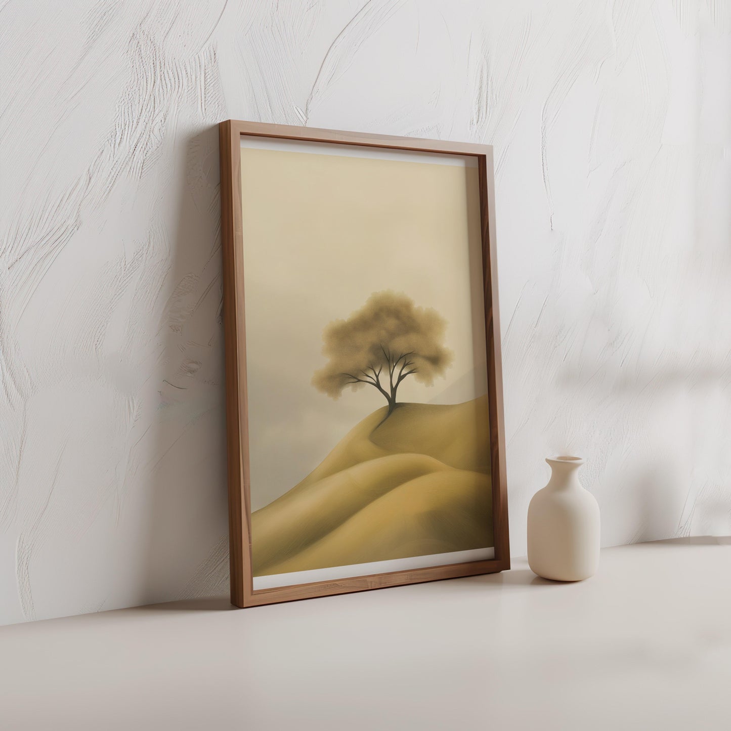 Serene Golden Hill Tree Art Poster - Wall Art - Digital Print