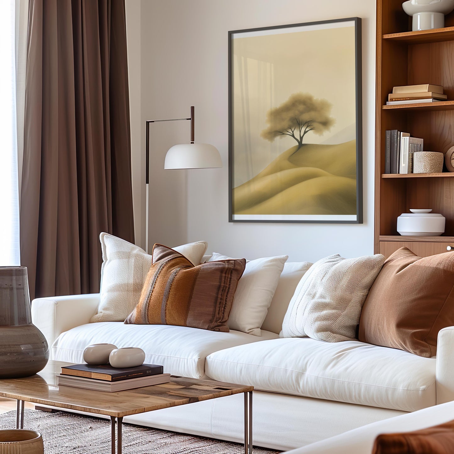 Serene Golden Hill Tree Art Poster - Wall Art - Digital Print