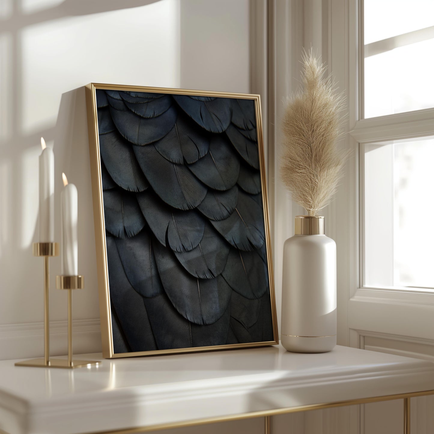 Raven Feather Macro Poster – Stunning Macro Close Wall Art - Macro Photography