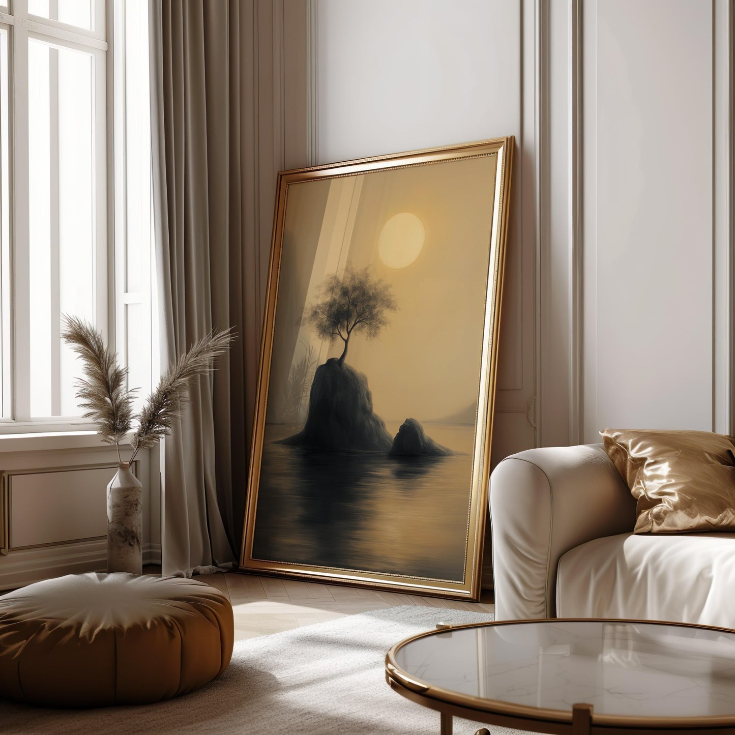 Premium Nature Poster – Golden Hour Tree Landscape Art - Digital Print