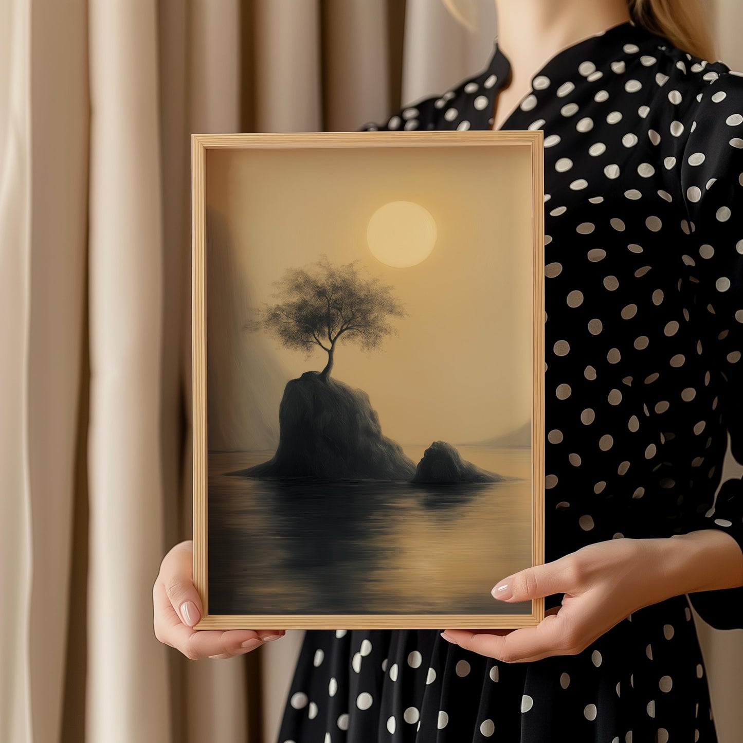 Premium Nature Poster – Golden Hour Tree Landscape Art - Digital Print