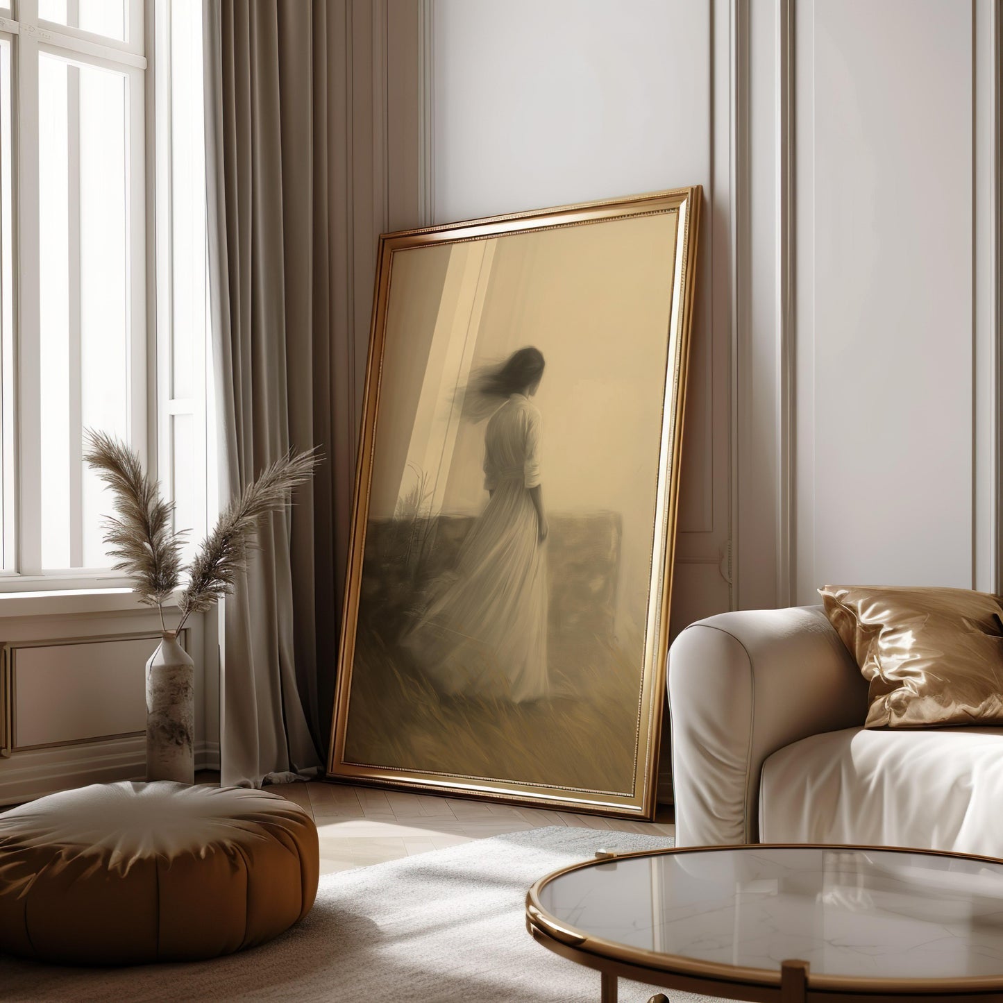Premium Ethereal Woman Canvas – Dreamy Minimalist Wall Art - Digital Print