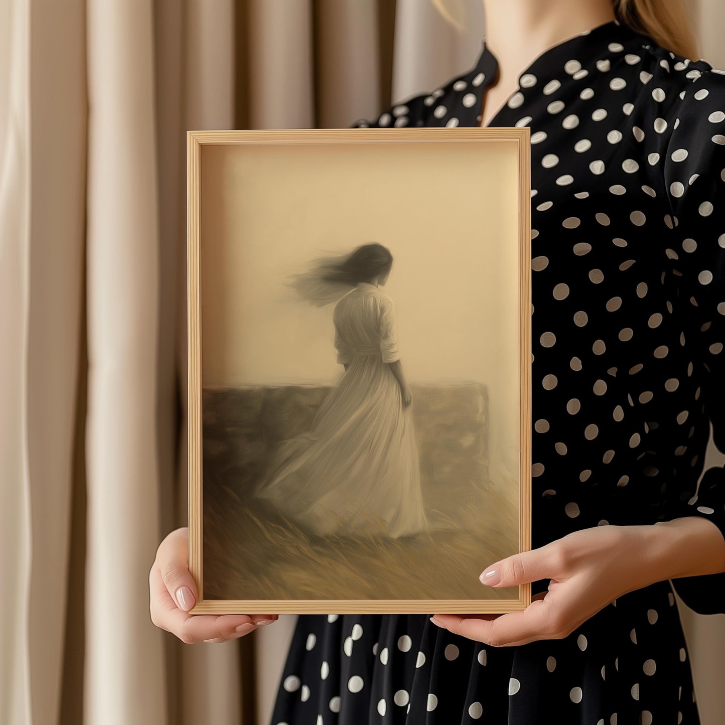 Premium Ethereal Woman Canvas – Dreamy Minimalist Wall Art - Digital Print